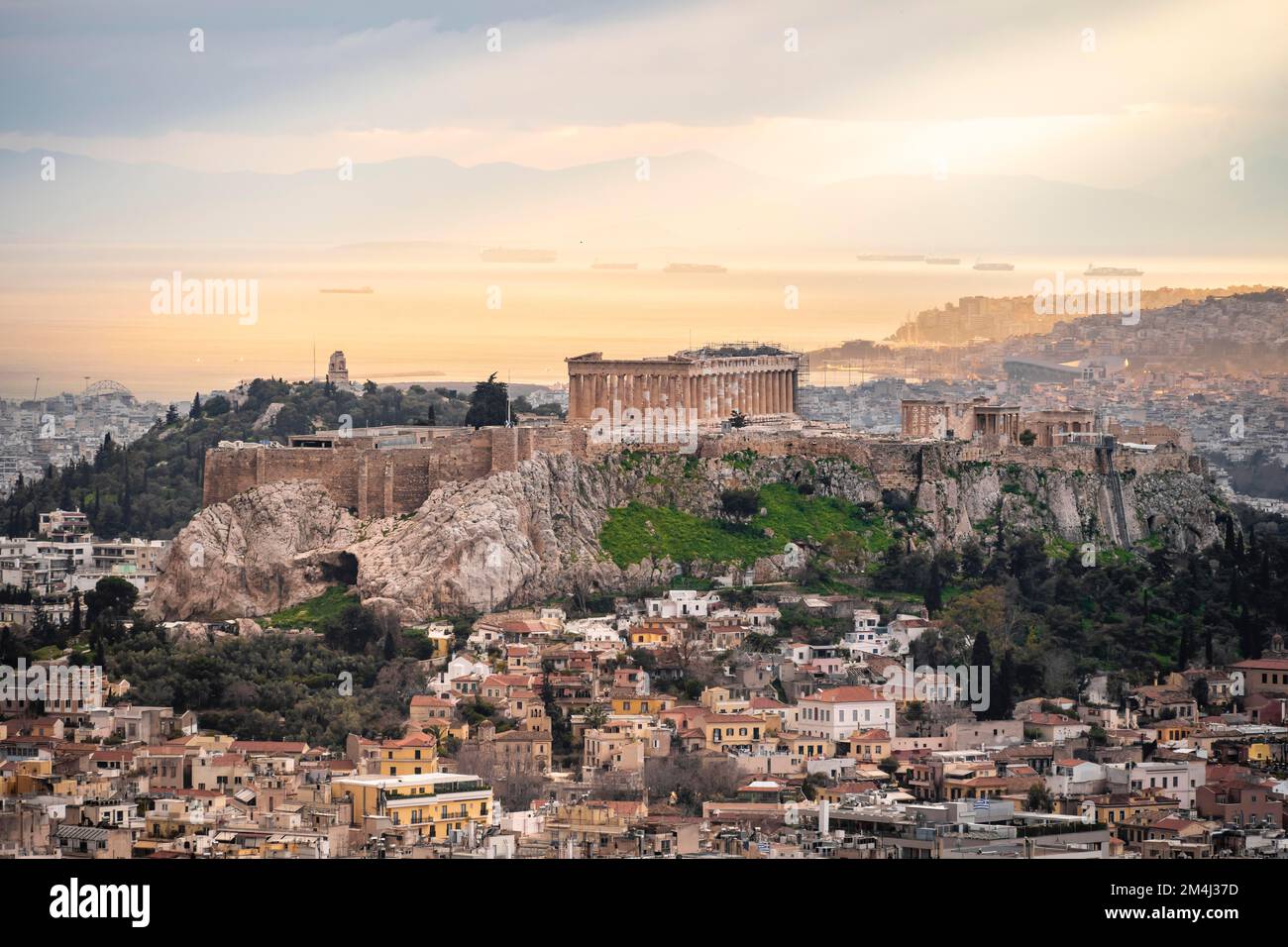 Atmosfera serale, Tempio del Partenone, Acropoli, Atene, Grecia Foto Stock