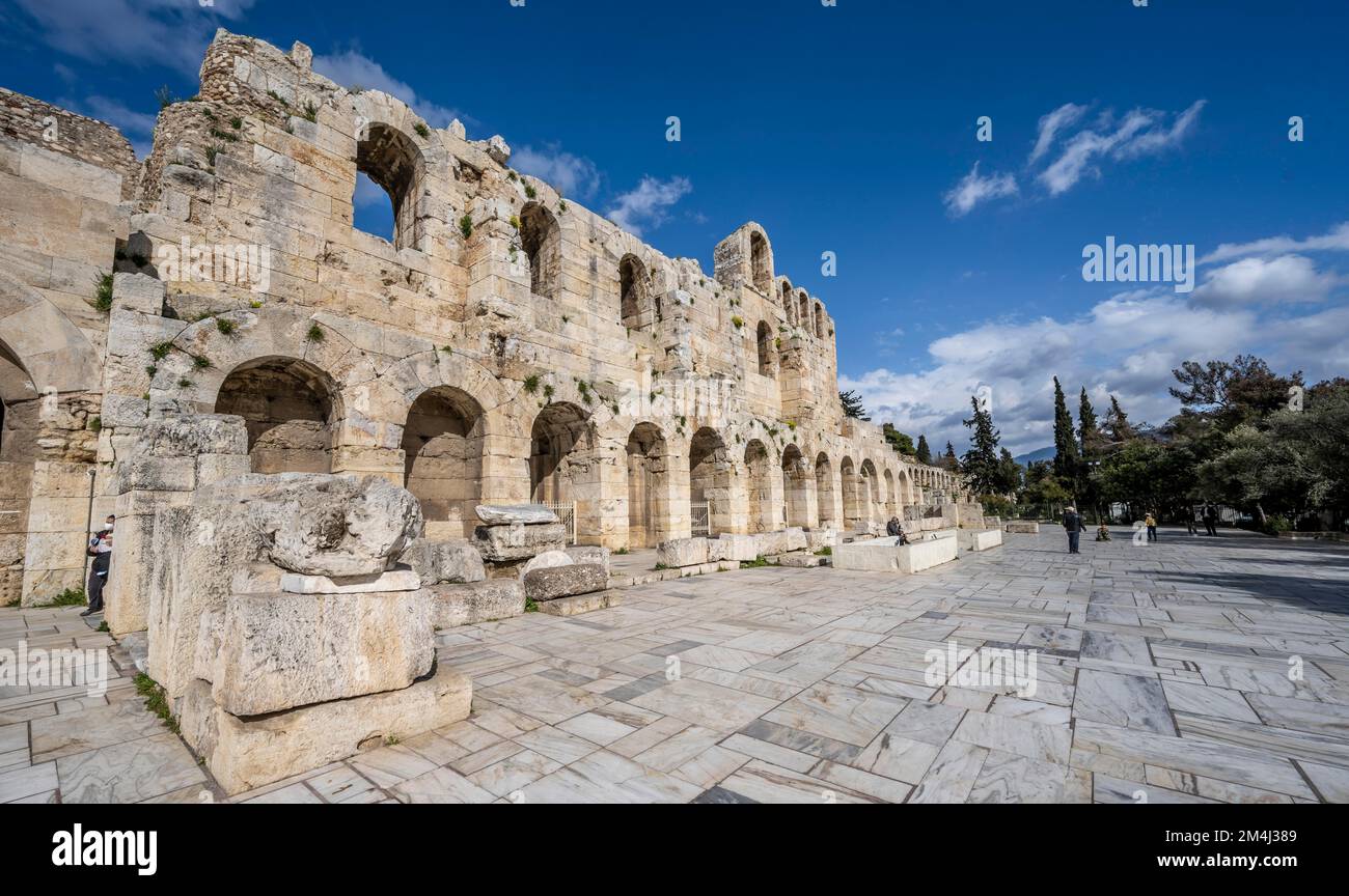 Odeon di Erode Attico, Acropoli di Atene, Grecia Foto Stock