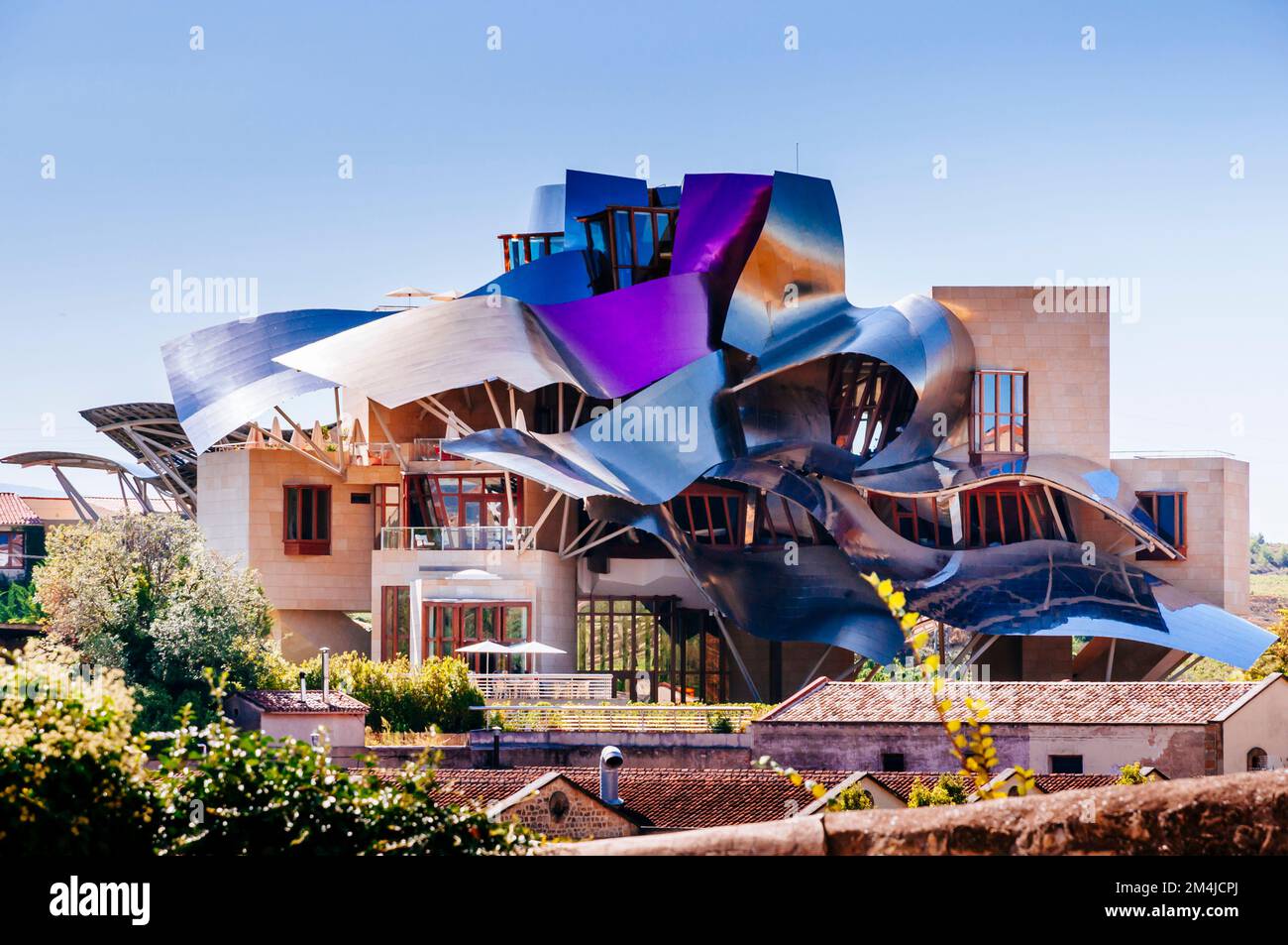 Marqués de Riscal Vineyard Hotel. Elciego, Álava, Paesi Baschi, Spagna, Europa Foto Stock