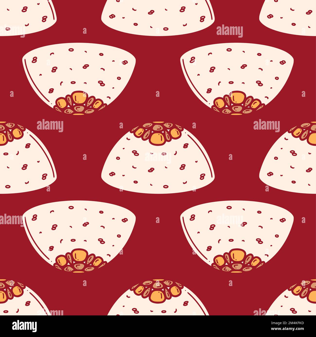 Otto Rice Treasure, illustrazione vettoriale di Pudding di riso cinese. Dolce cinese di Capodanno BA bao fan in stile doodle. Illustrazione Vettoriale