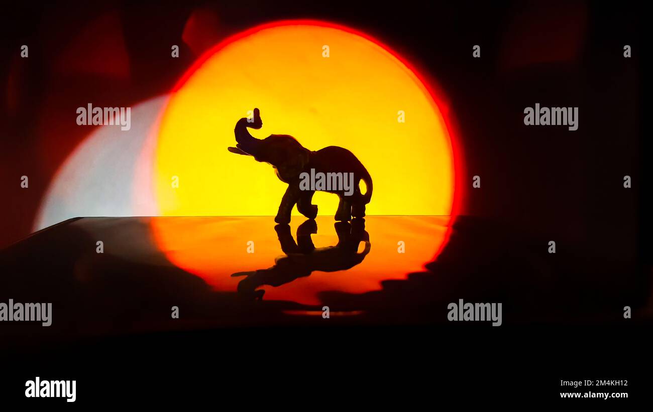 Una figurina di elefante nella luce Foto Stock