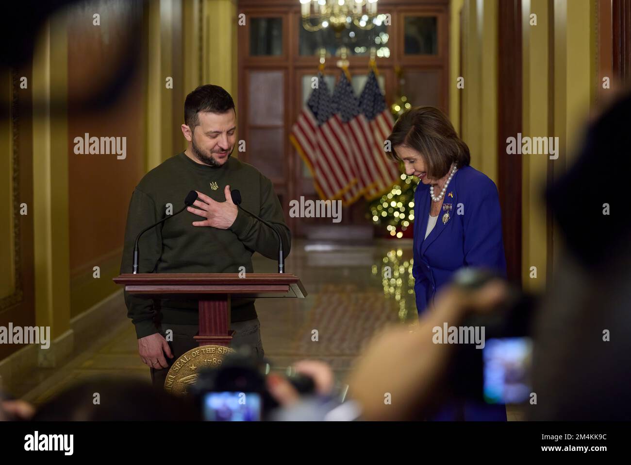 Il presidente ucraino Volodymyr Zelensky visita il presidente americano Joe Biden, il segretario di Stato Tony Blinken, il presidente della Camera Nancy Pelosi, il vicepresidente Kamala Harris e parla prima di una riunione congiunta del Congresso degli Stati Uniti. Foto: Ufficio presidenziale Ucraina Foto Stock