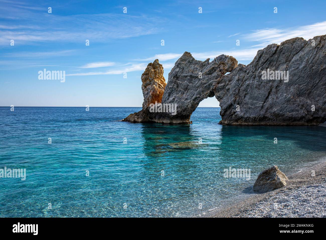 Spiaggia di Lalaria sull'isola di Skiathos, Grecia Foto Stock