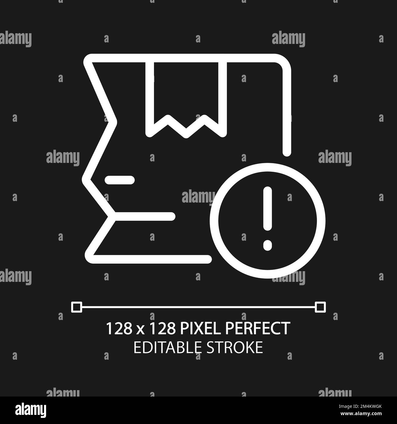 Icona lineare pixel Perfect bianco per danni di spedizione per il tema scuro Illustrazione Vettoriale