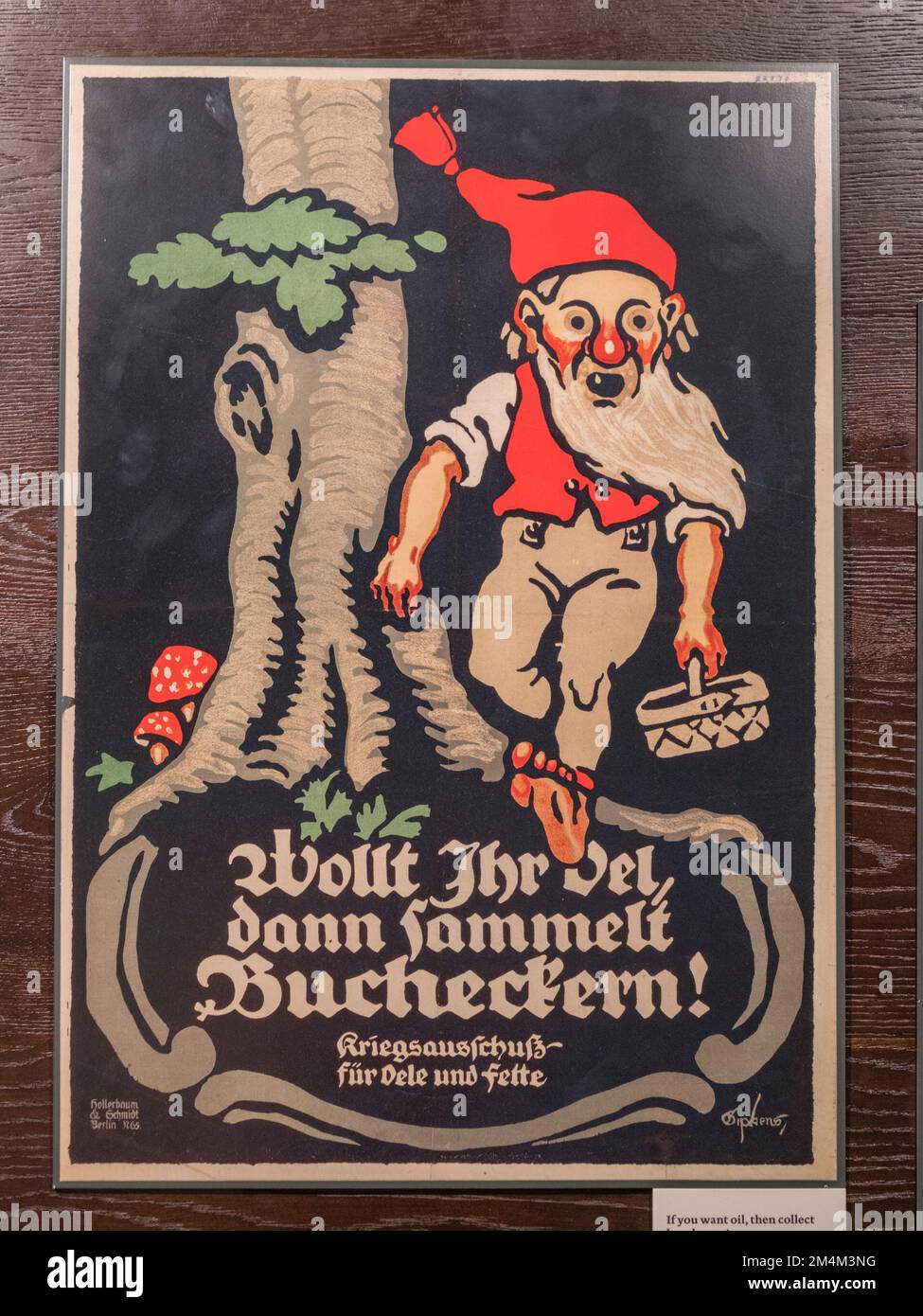 "Colleziona noci di faggio per il tuo olio!", un poster di propaganda tedesco della prima guerra mondiale, Imperial War Museum, Londra, Regno Unito. Foto Stock