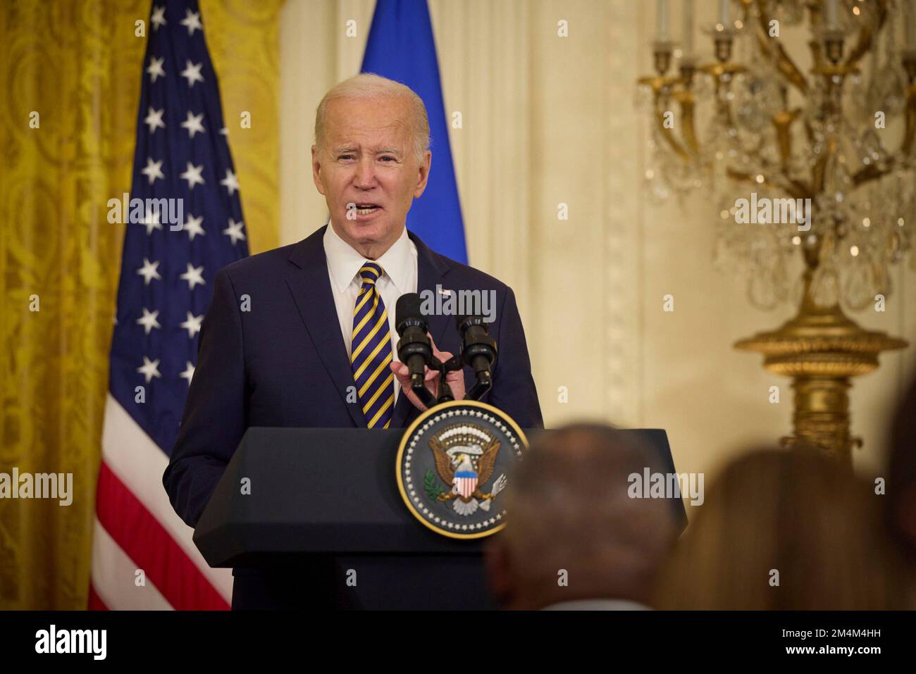 Washington, Stati Uniti, 21 dicembre 2022. Volodymyr SELENSKYJ incontra il presidente americano Joe BIDEN alla Casa Bianca. Conferenza stampa. Il presidente ucraino Volodymyr Zelenskyy visita gli Stati Uniti d'America il 21 dicembre 2022. Visita del Presidente dell'Ucraina negli Stati Uniti. Foto: L'Ufficio Presidenziale dell'Ucraina via Foto Stock