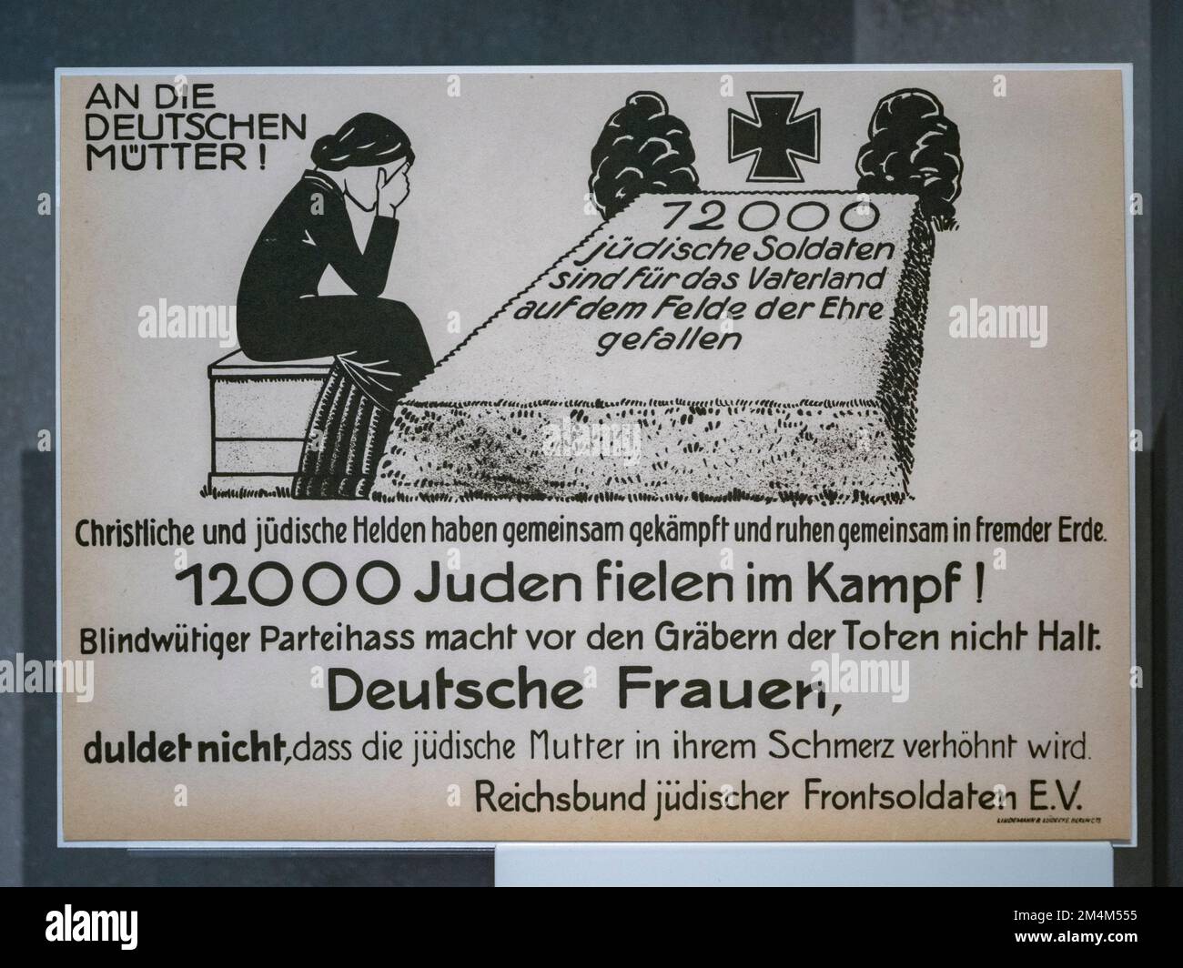 Un leafletr lotta antisemitismo, evidenziando i tedeschi ebrei che hanno combattuto nella prima guerra mondiale, Gallerie dell'Olocausto, Imperial War Museum, Londra, Regno Unito. Foto Stock