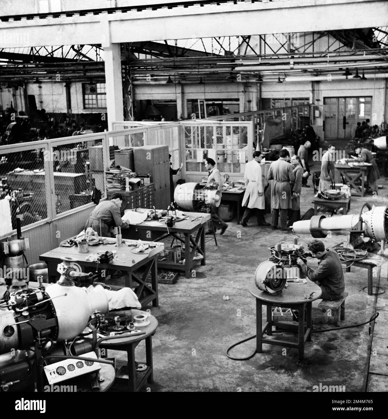 Turbomeca motori aerei fabbrica. Fotografie dei programmi di Marshall Plan, mostre e personale Foto Stock