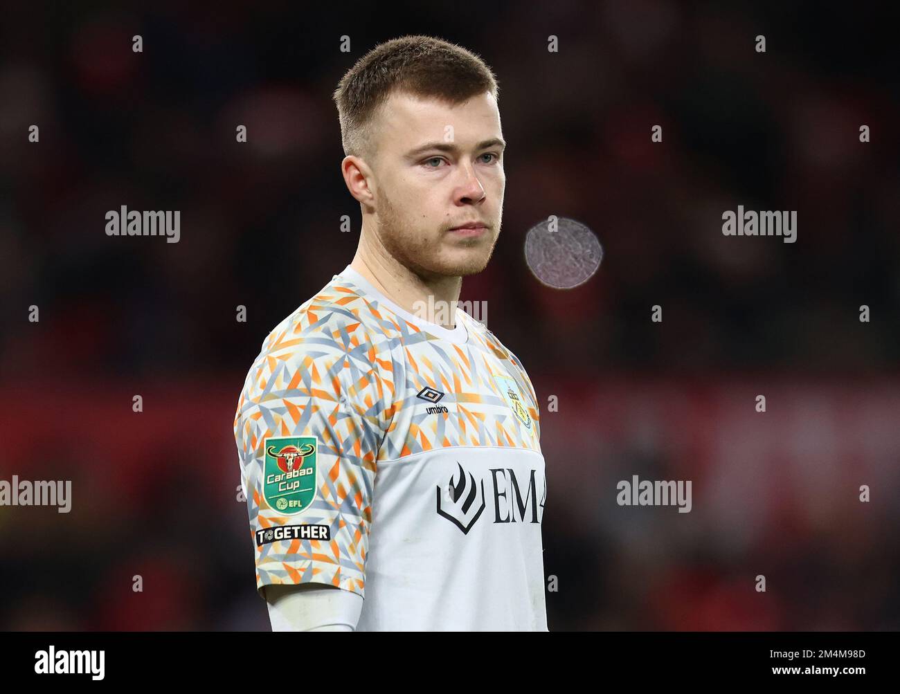 Manchester, Inghilterra, 21st dicembre 2022. Bailey Peacock-Farrell di Burnley durante la partita della Carabao Cup a Old Trafford, Manchester. L'immagine di credito dovrebbe essere: Darren Staples / Sportimage Foto Stock