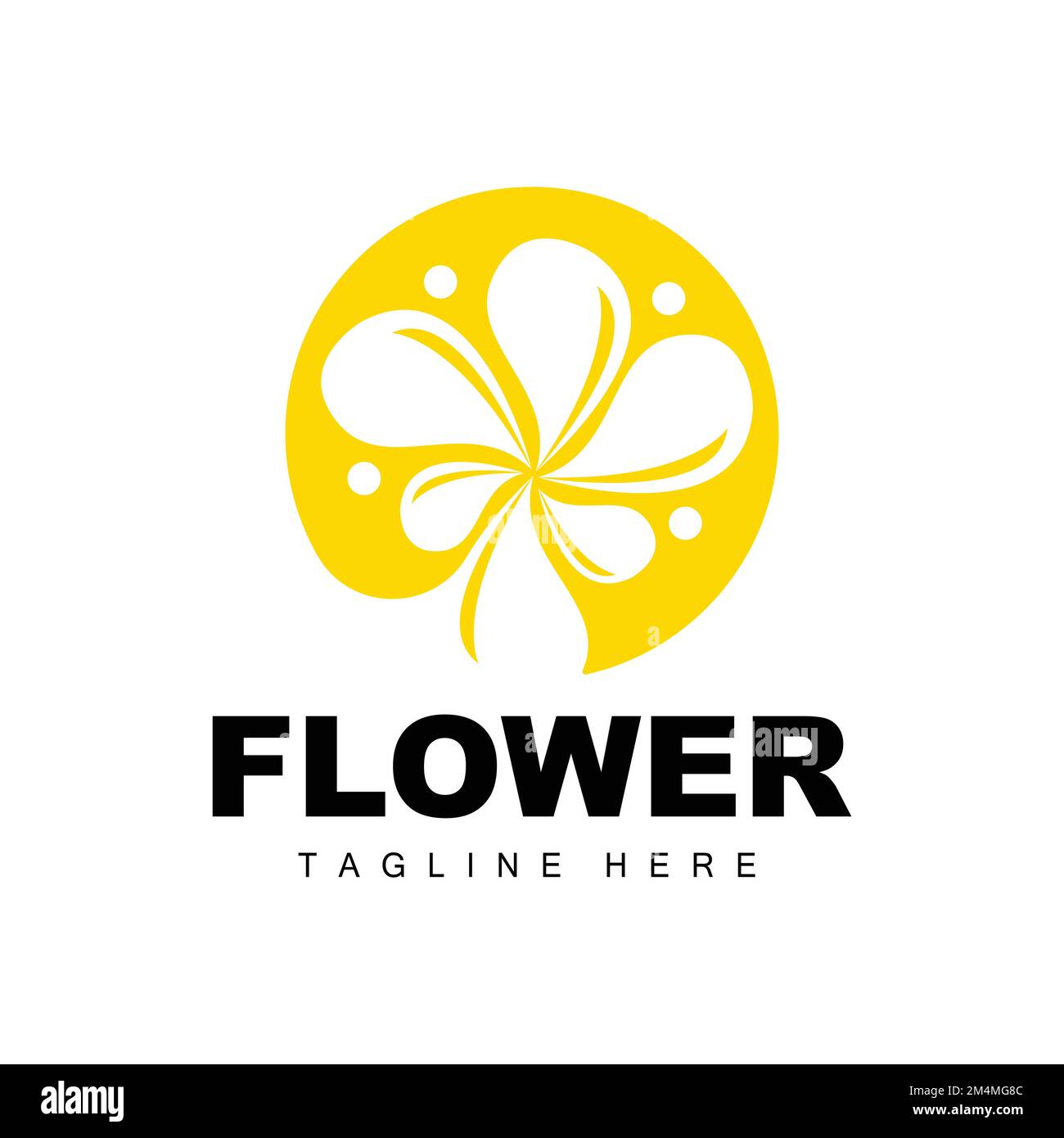 Fiore Logo, Flower Garden Design con stile semplice Vector prodotto marchio, cura della bellezza, Naturale Illustrazione Vettoriale