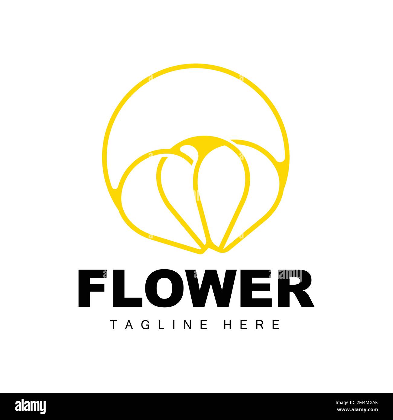 Fiore Logo, Flower Garden Design con stile semplice Vector prodotto marchio, cura della bellezza, Naturale Illustrazione Vettoriale