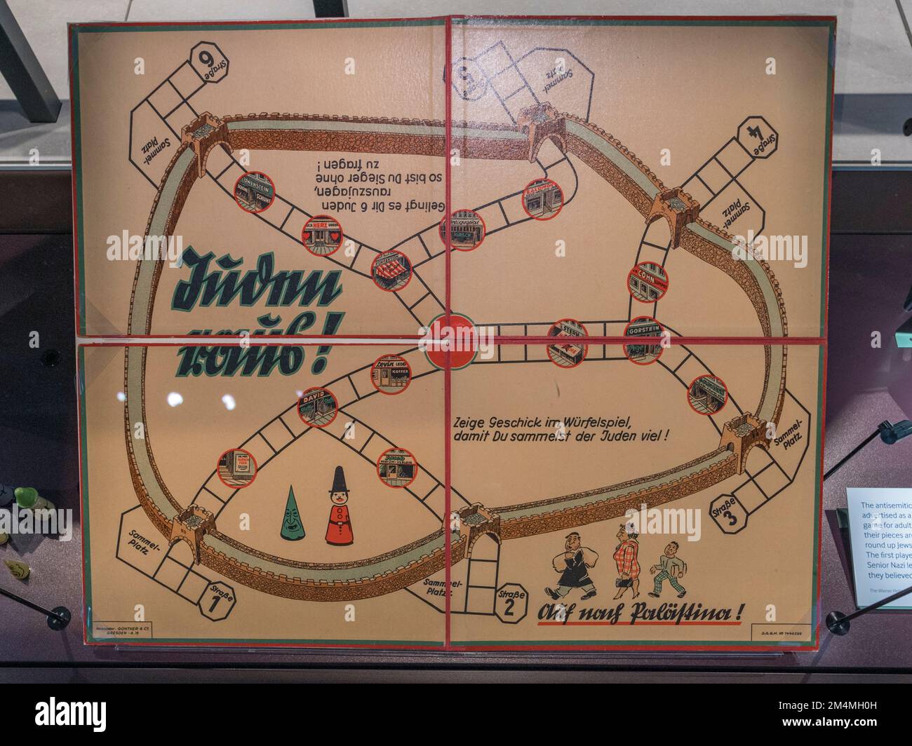 "Juden Raus" ("Ebrei fuori"), gioco di partito antisemita, Imperial War Museum, Londra, Regno Unito. Foto Stock