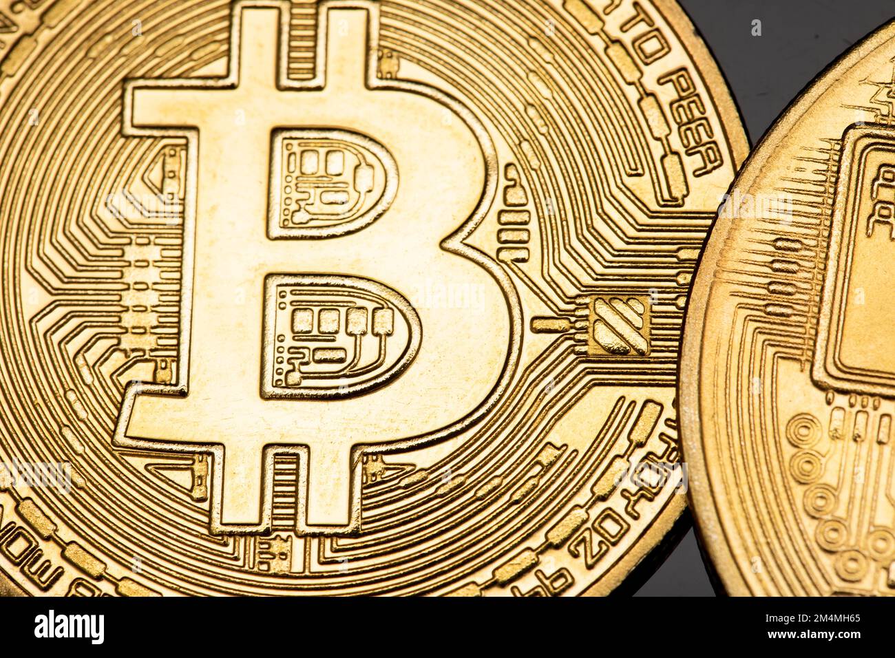 Bitcoin. Moneta di bit fisica. Valuta digitale. Criptovaluta