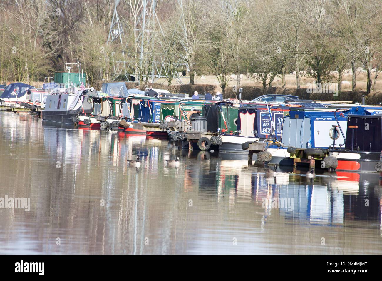 Il canale Macclesfield in una fredda giornata invernale a Poynton Cheshire più alta Inghilterra Foto Stock