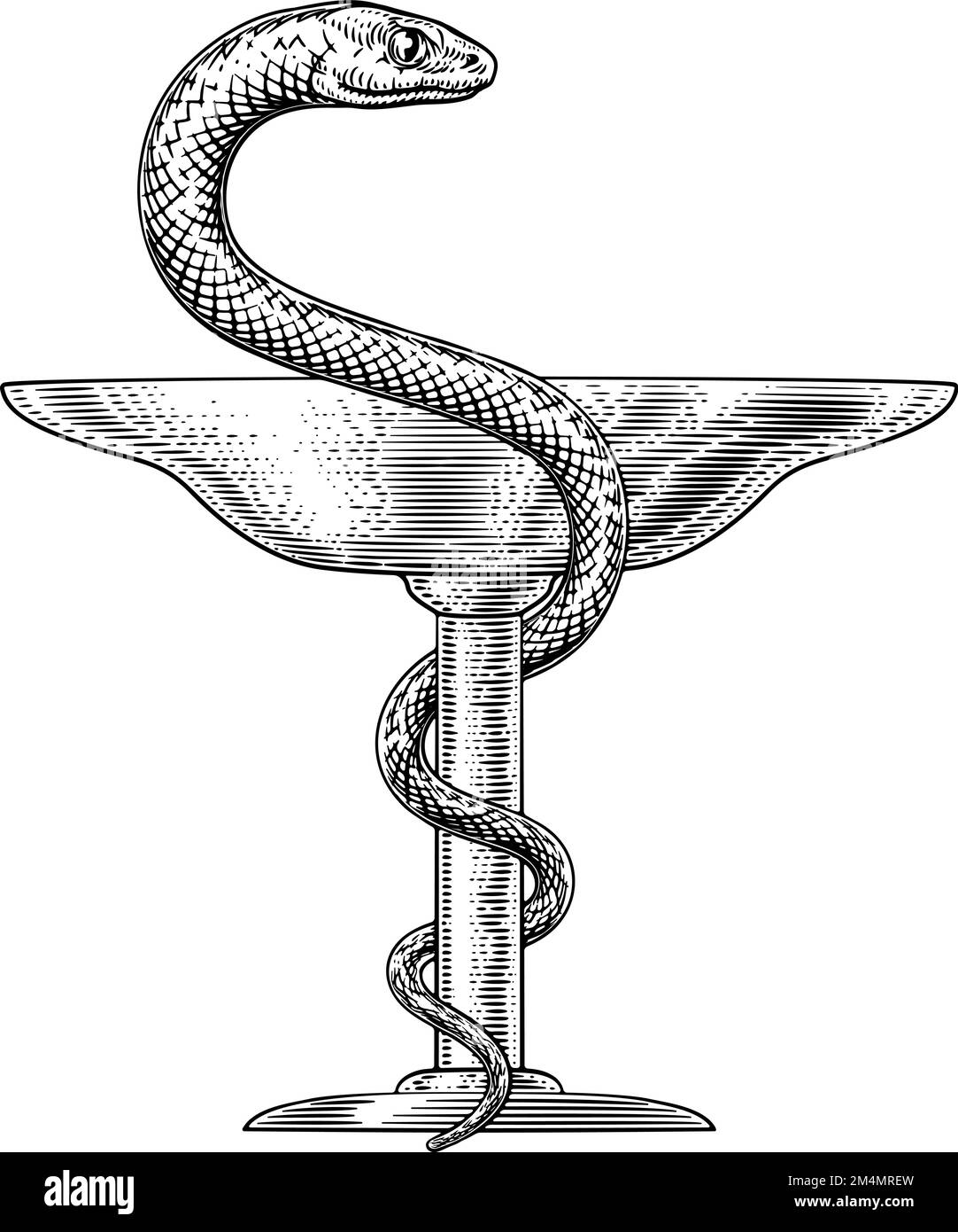 Ciotola di Hygieia Snake Medical Pharmacy simbolo icona Illustrazione Vettoriale