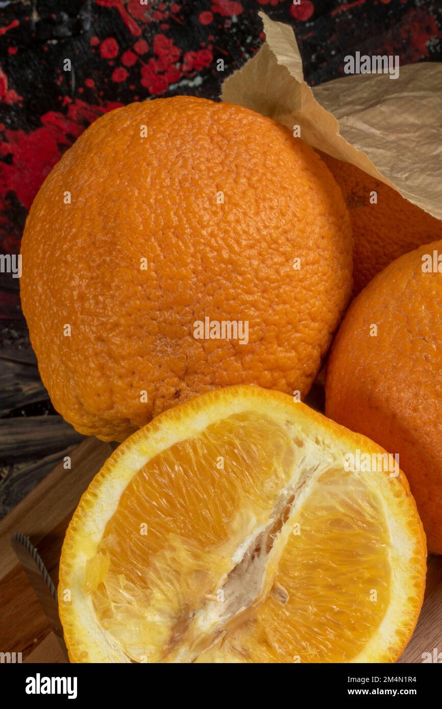 Primo piano cibo, frutta, vita ferma di arance dolci Foto Stock