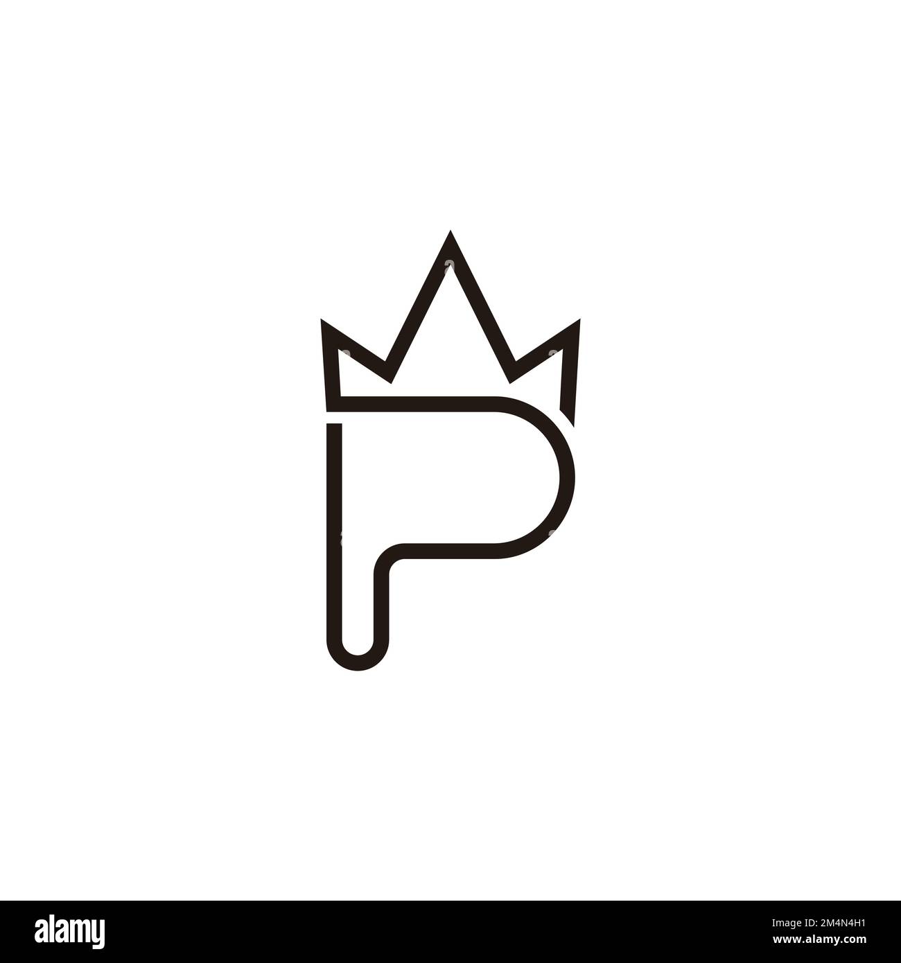 lettera p vettore logo corona sottile Illustrazione Vettoriale