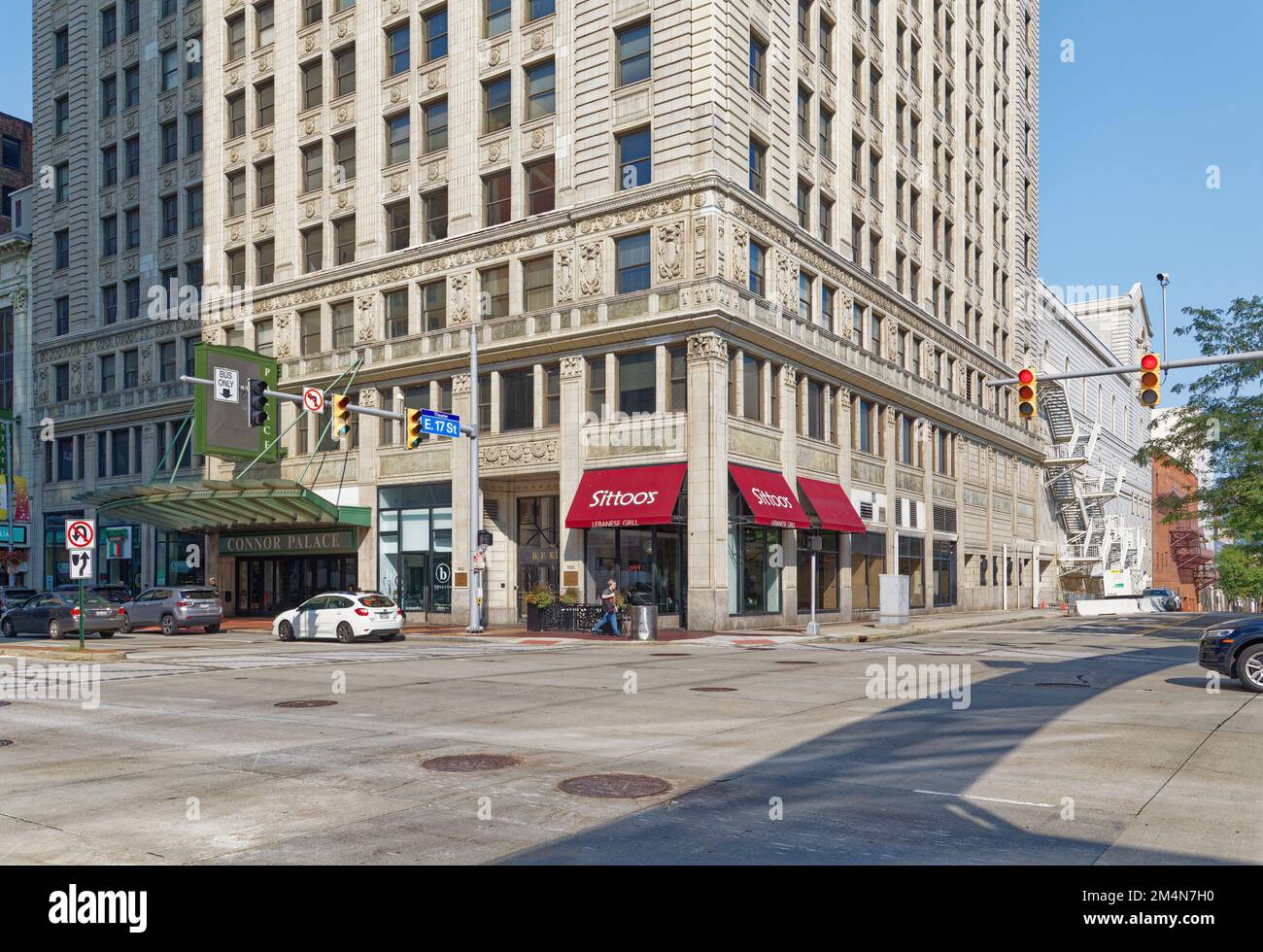 Il punto di riferimento di Playhouse Square a Cleveland, B.F. Keith edificio di 1922 case uffici e teatro Connor Palace (in origine un vaudeville showplace). Foto Stock