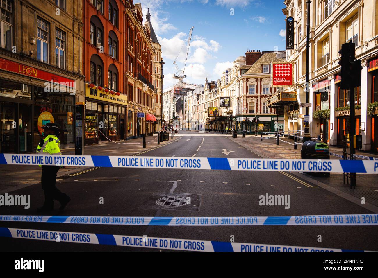 Una scena criminale vicino a Leicester Square. Foto Stock