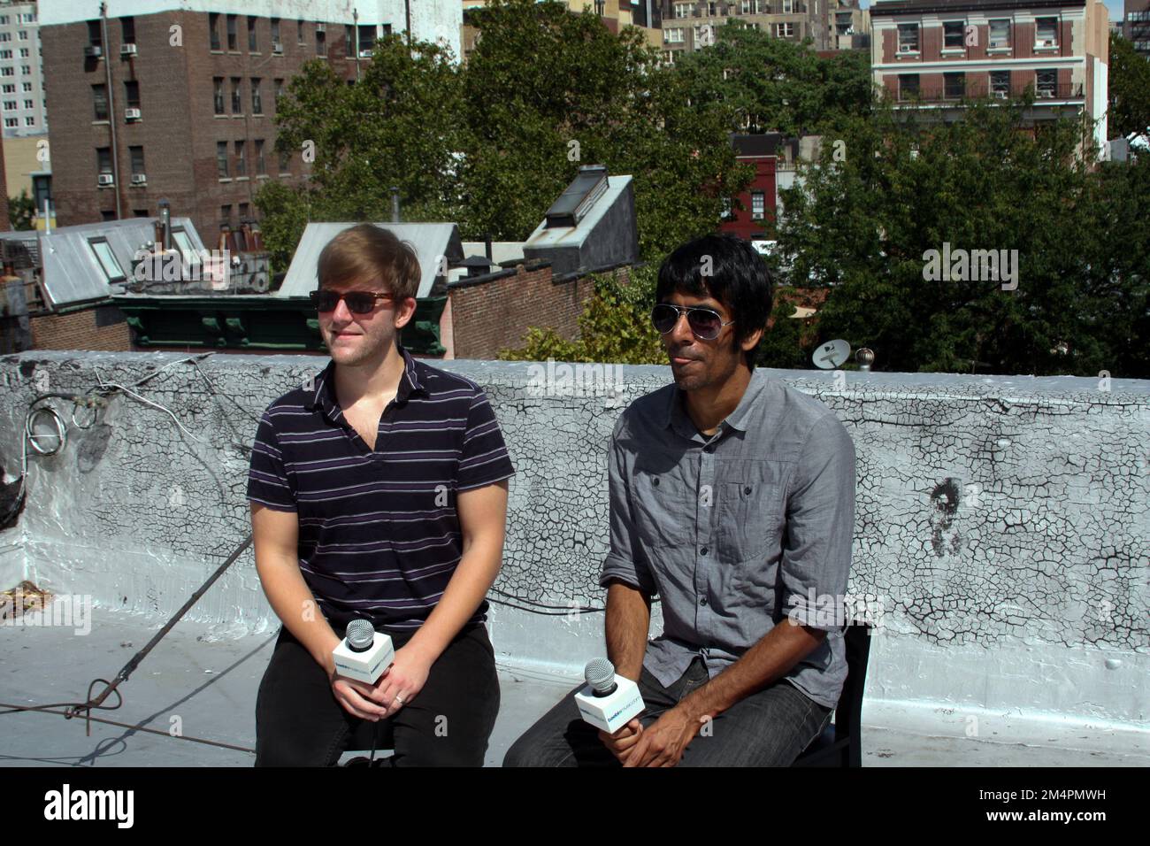 Salva il giorno dai un'intervista su un tetto a New York Foto Stock