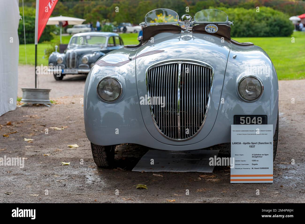 Vintage Lancia Aprilia Sport Zagato Barchetta, Italia 1937, V4 cilindri, 1. 351 ccm, 56 cv, 4 marce, 980 kg, 125 km h, Blue, Gala classica Foto Stock