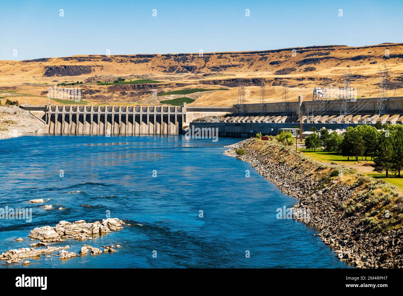 Diga del Capo Joseph; secondo produttore più grande di potere negli Stati Uniti; diga idroelettrica sul fiume di Columbia; stato di Washington; Stati Uniti Foto Stock