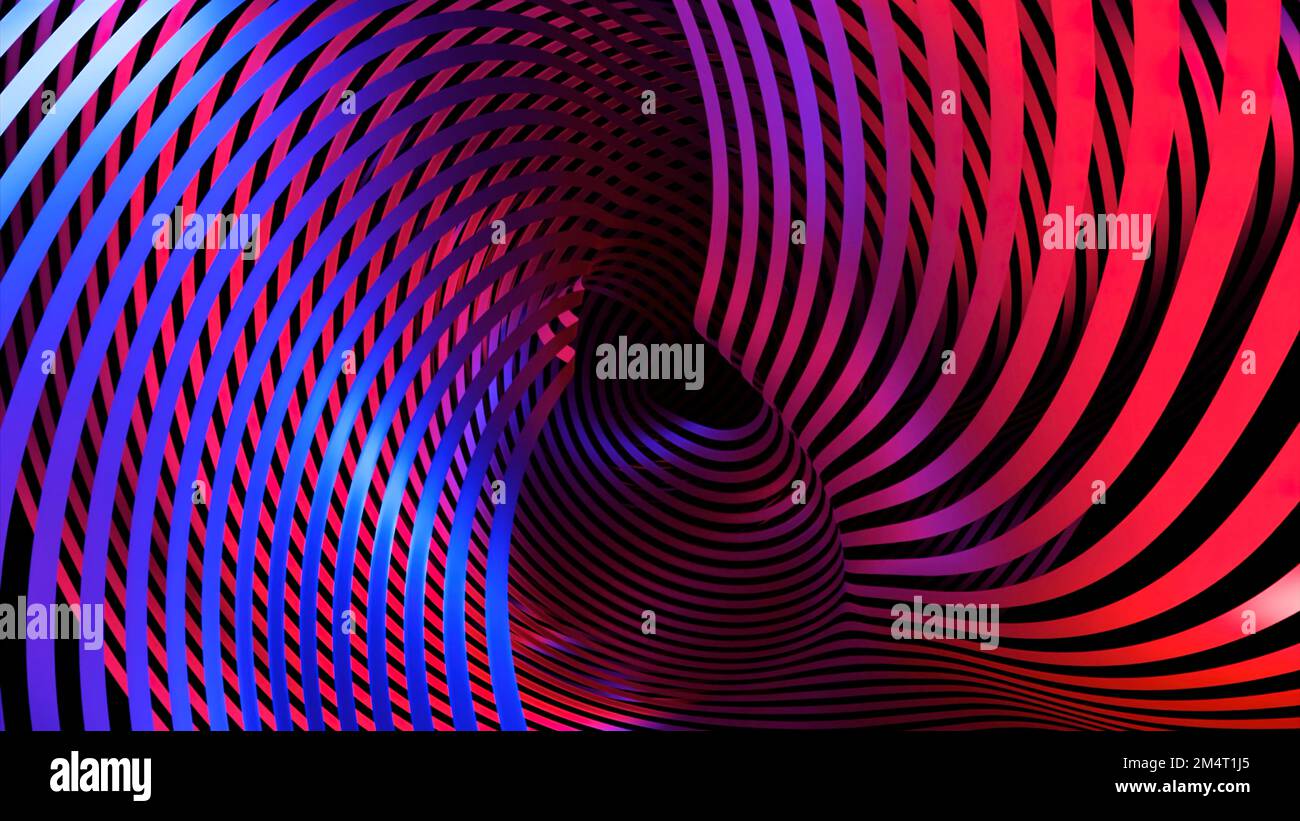 Sfondo scintillante. Design.le strisce gialle e luminose nell'astrazione si torcere lentamente e creano movimento. Riprese in 4K di alta qualità Foto Stock