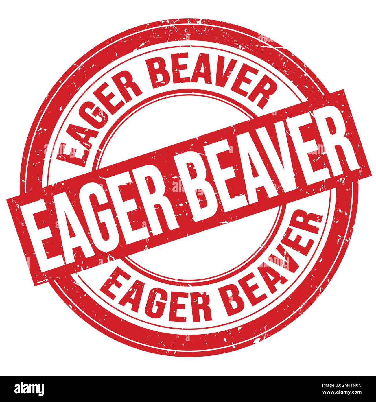 TESTO DEL BEAVER DI EAGER scritto sul segno rosso rotondo grungy del bollo Foto Stock