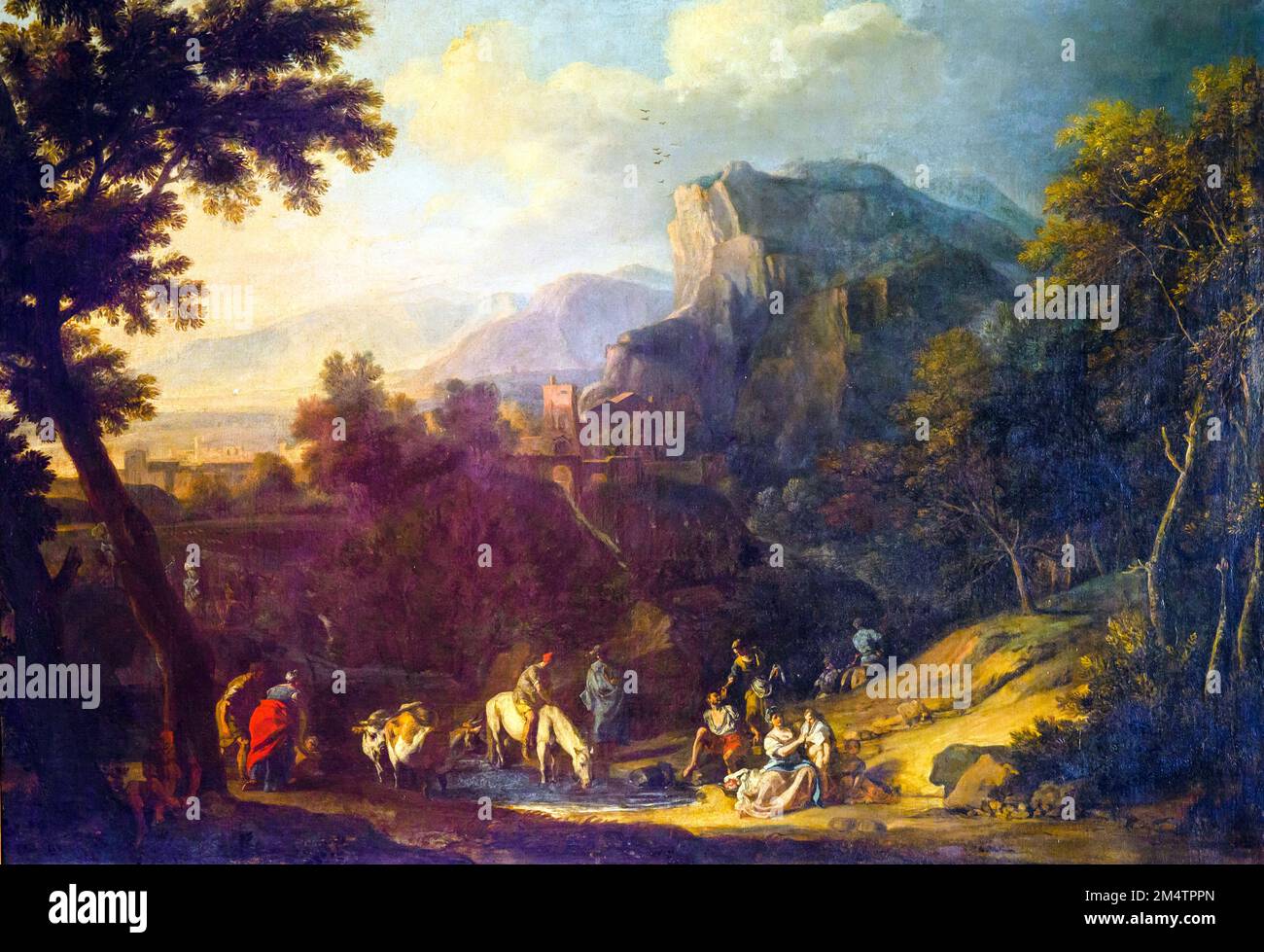 Paesaggio con figure di Giacomo De Heusch (1657-1701) - Museo regionale Agostino Pepoli - Trapani, Sicilia, Italia Foto Stock