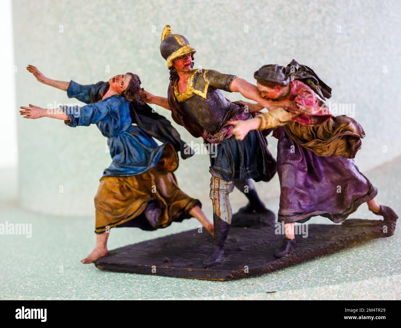 Rappresentazione del massacro degli Innocenti di Giovanni Matera (Trapani 1653 - Palermo 1718) e laboratorio. Legno intagliato e dipinto; tessuto e colla - Museo regionale Agostino Pepoli - Trapani, Sicilia, Italia Foto Stock