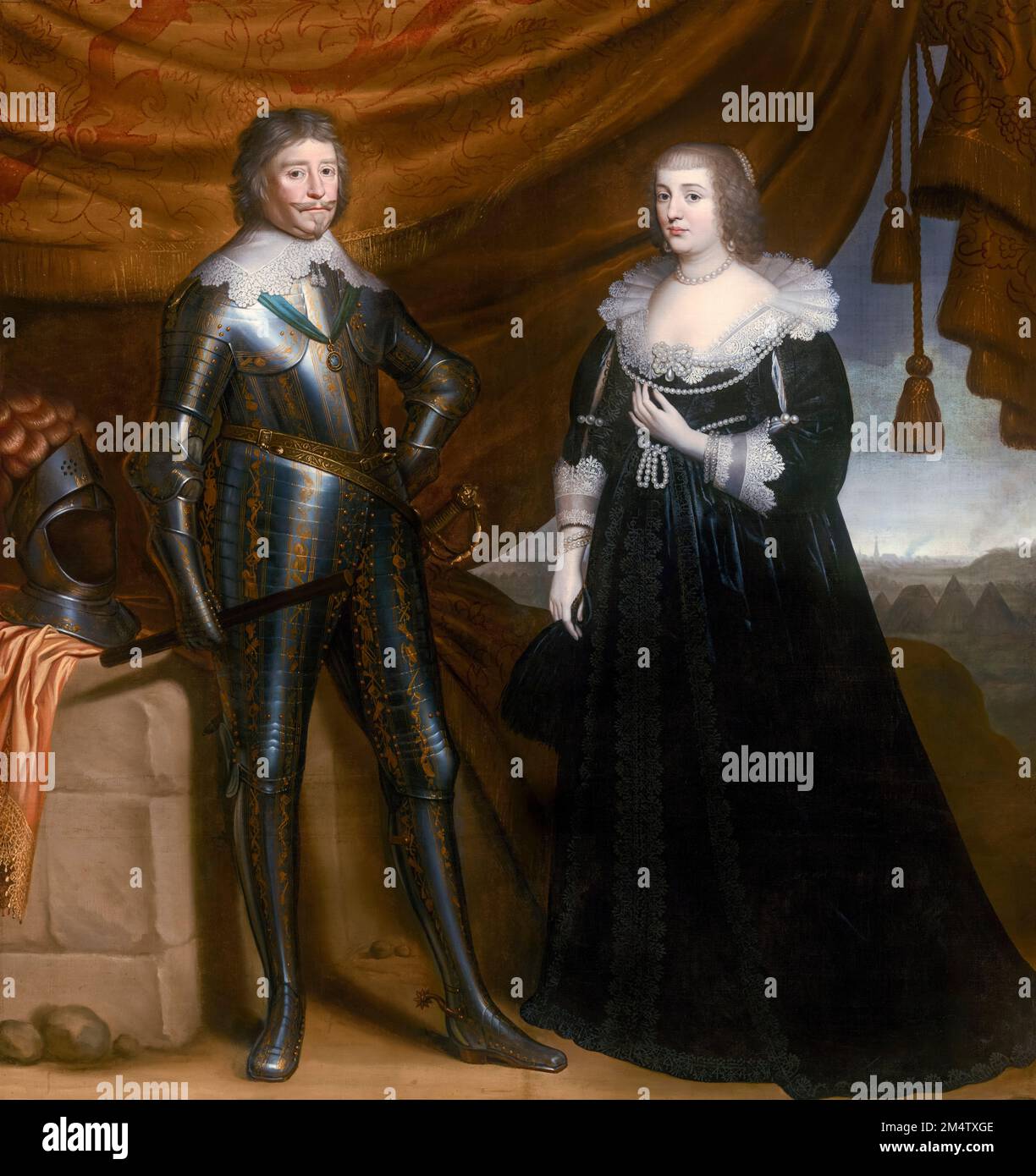 Frederick Henry (1584-1647) principe sovrano di Orange e di sua Consorte, Amalia di Solms-Braunfels (1602-1675), ritratto dipinto ad olio su tela di Gerard van Honthorst, 1637-1638 Foto Stock