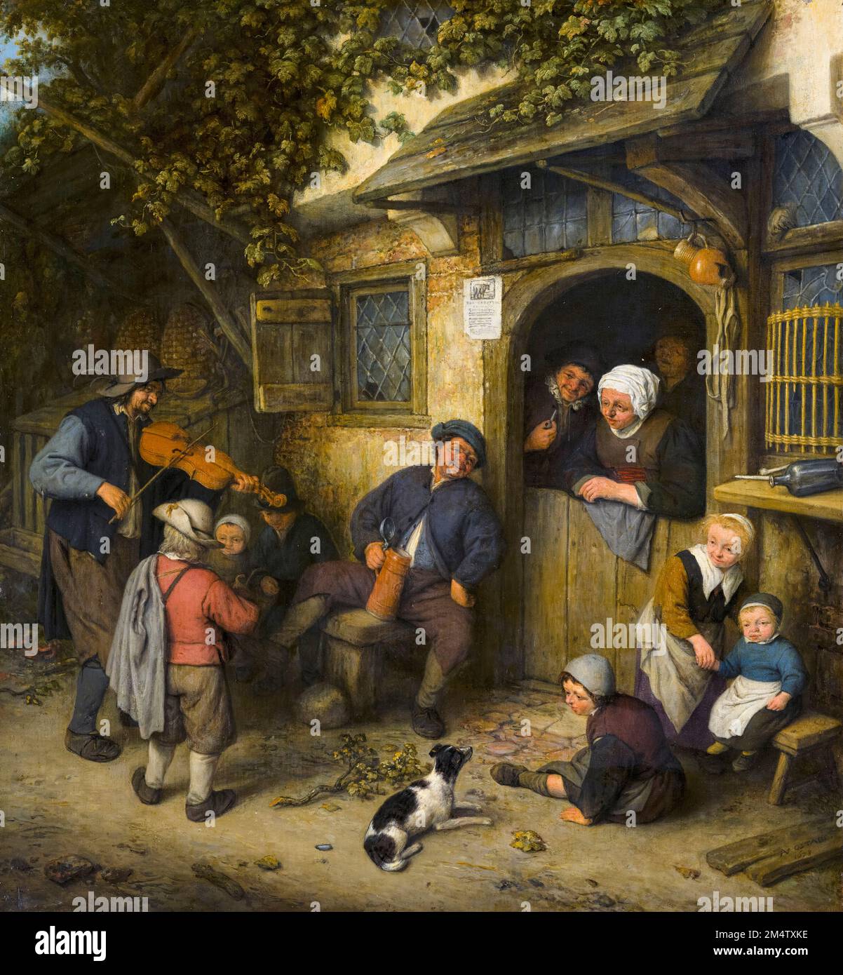 Adriaen van Ostade, il Fiddler, pittura in olio su pannello, 1673 Foto Stock