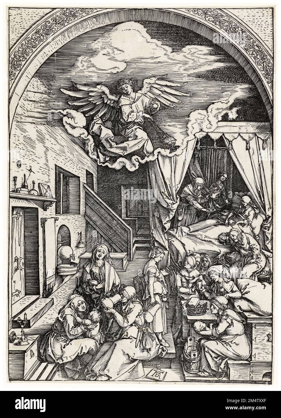 La nascita di Maria, stampa in legno di Albrecht Durer, 1501-1505 Foto Stock