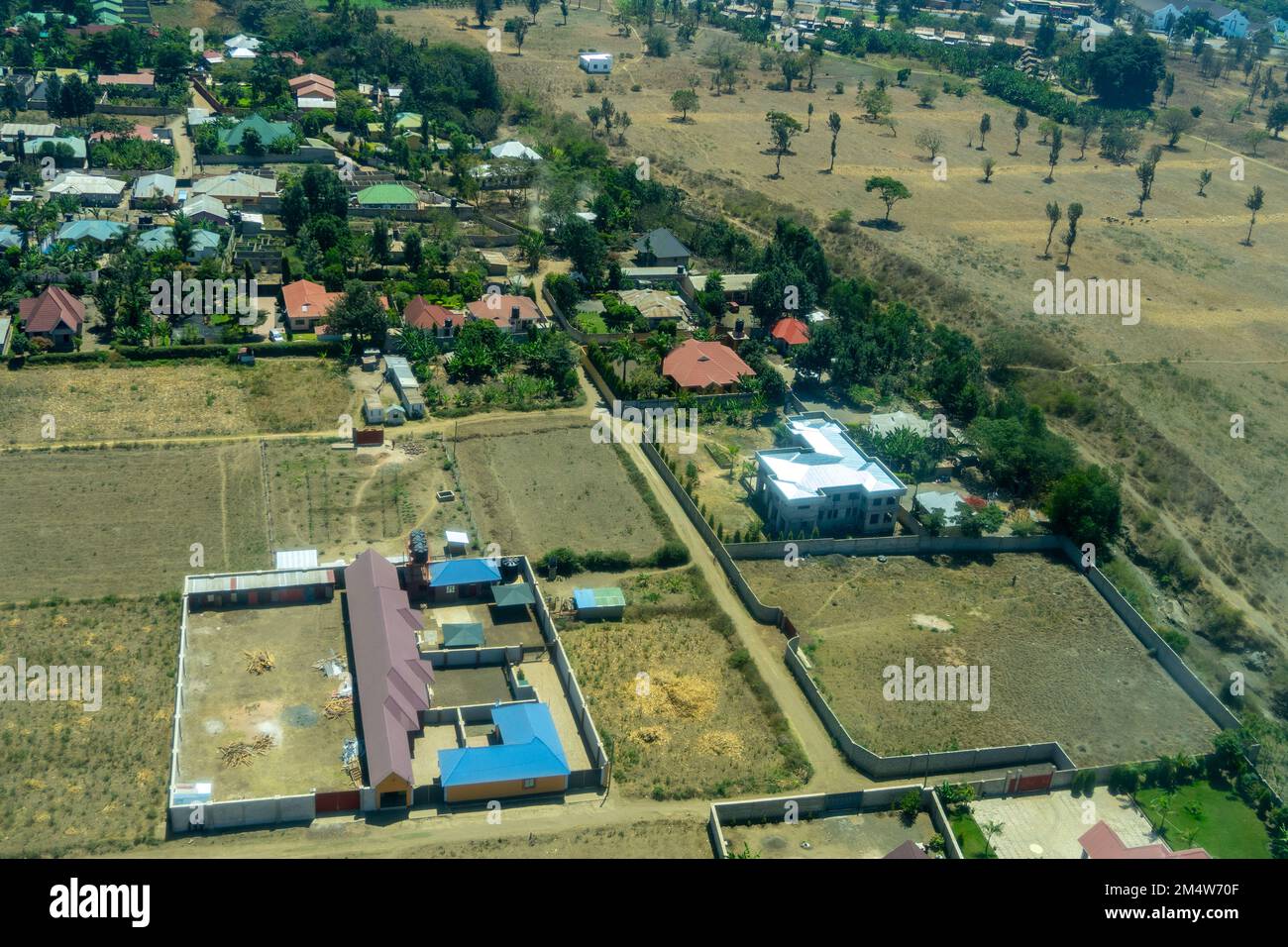 Veduta aerea del paesaggio urbano di Arusha, Tanzania Foto Stock