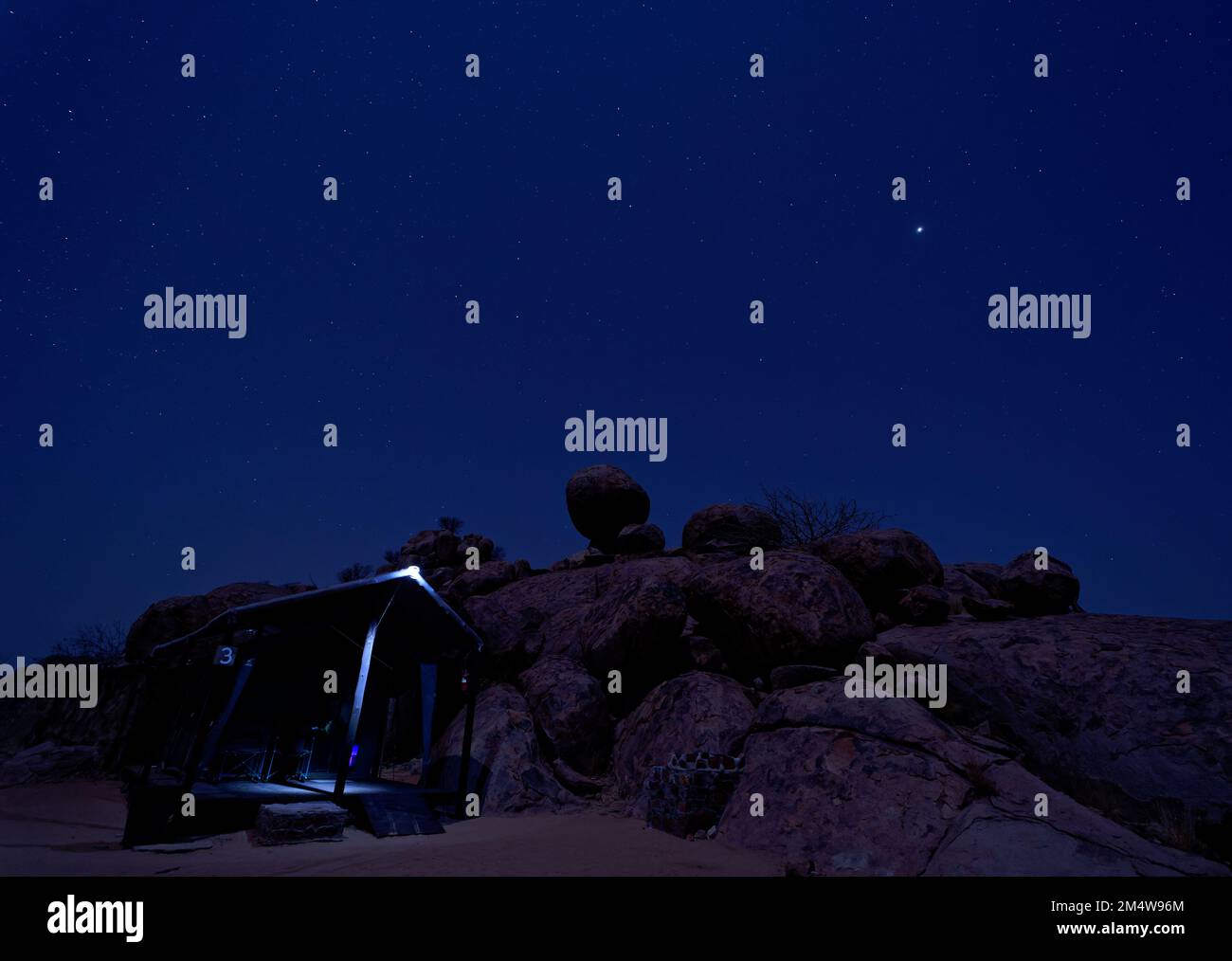 Cielo stellato al campo di Madisa, Namibia Foto Stock