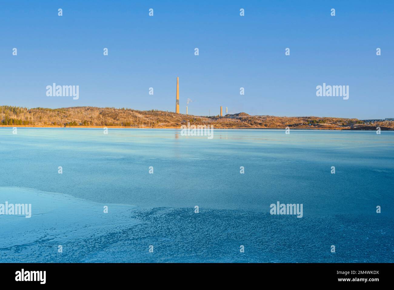Modelli di ghiaccio, Kelly Lake, Greater Sudbury, Ontario, Canada Foto Stock