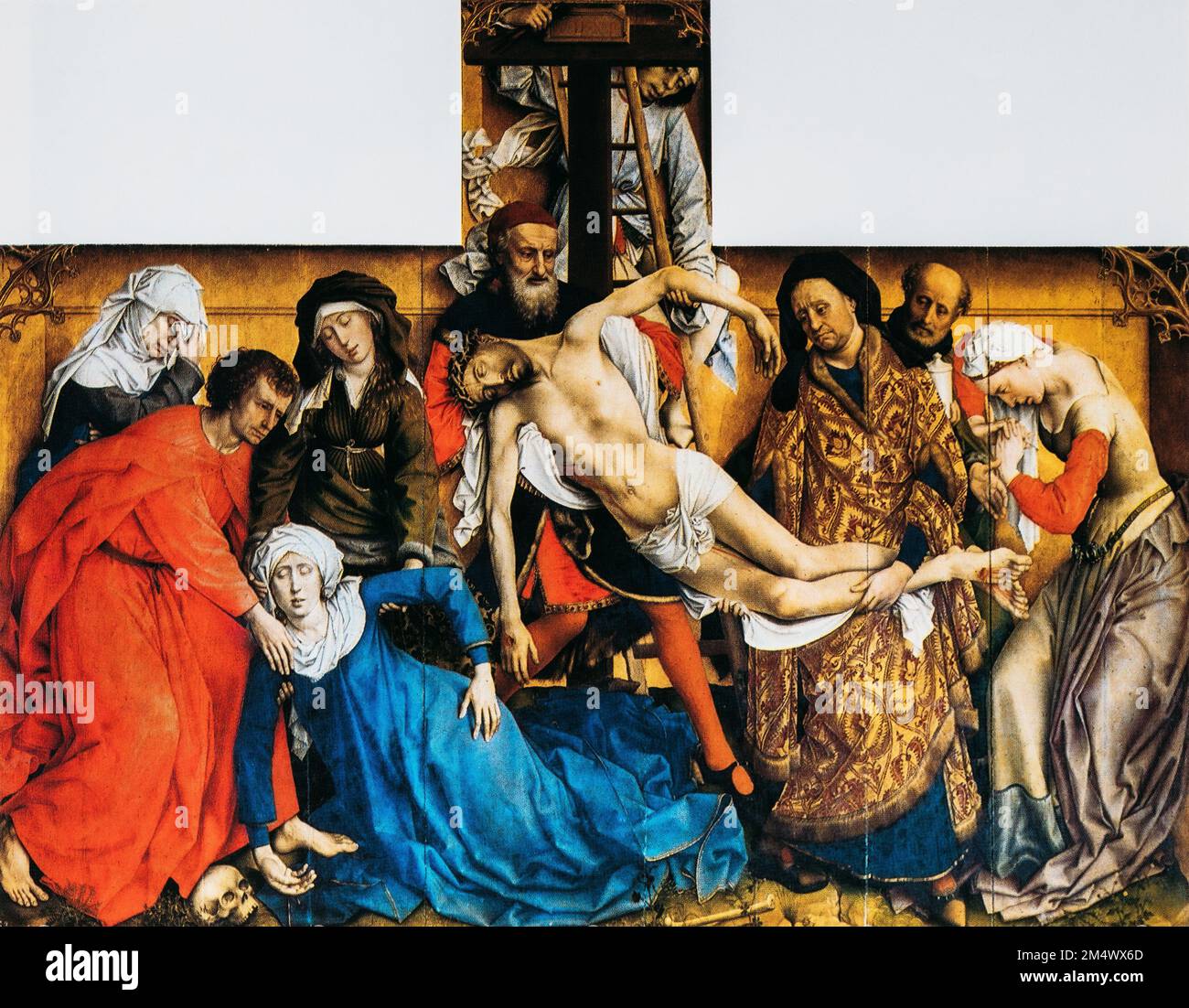 Rogier Van Der Weyden, la discesa dalla Croce o deposizione di Cristo. Cristo crocifisso è abbassato dalla Croce, il suo corpo senza vita tenuto da Giuseppe di Foto Stock
