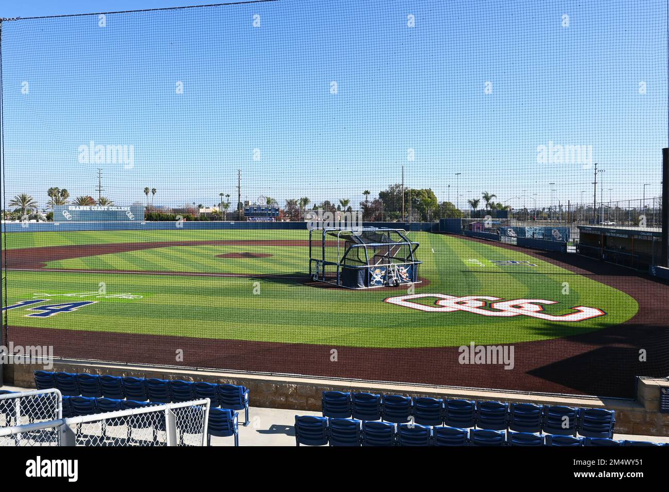 COSTA MESA, CALIFORNIA - 19 DEC 2022: Stadio di baseball dell'Orange Coast College, campo di baseball di Wendell Pickens, John Altobelli Park. Foto Stock