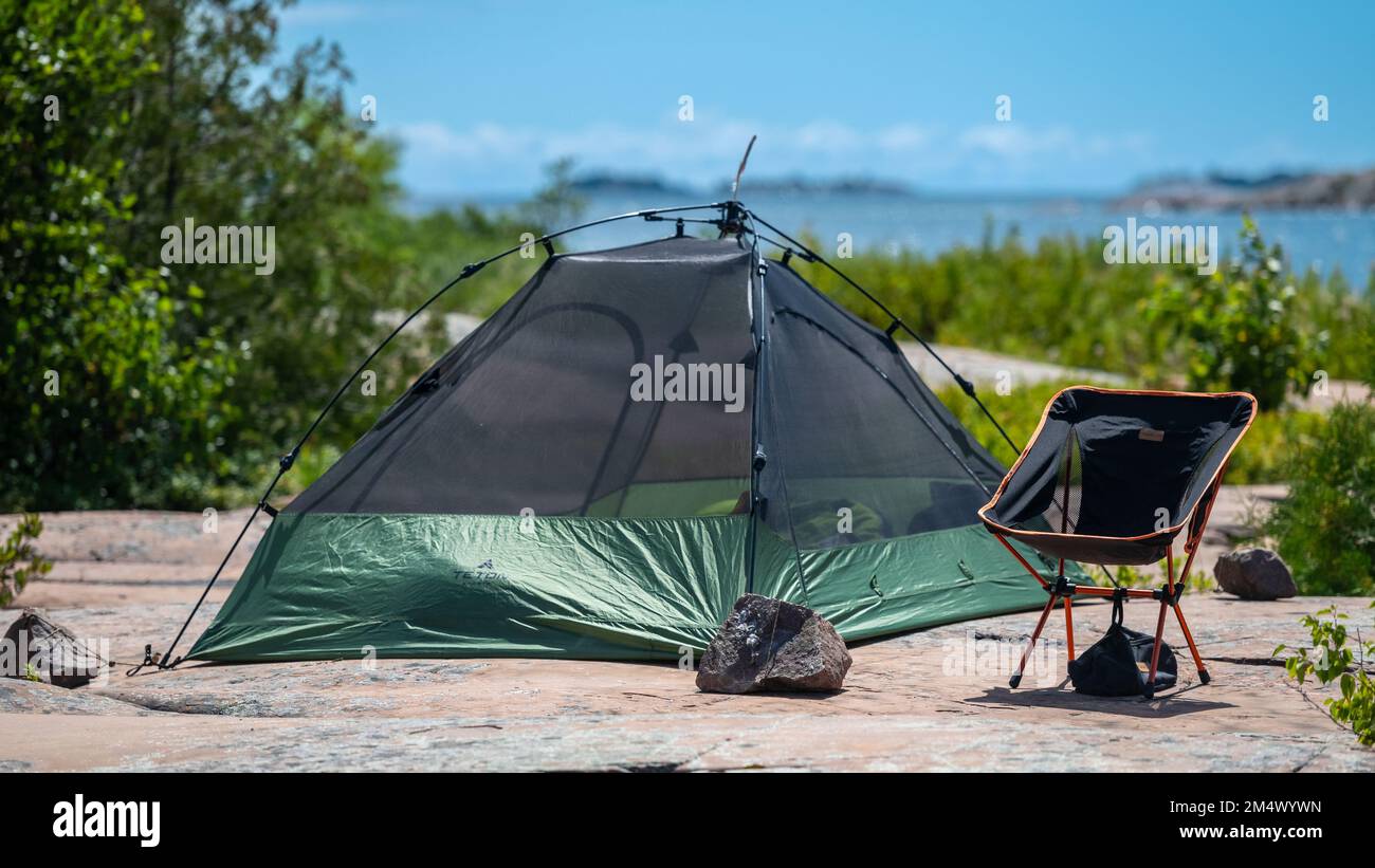 Campeggio su un'isola sulla Georgian Bay Foto Stock