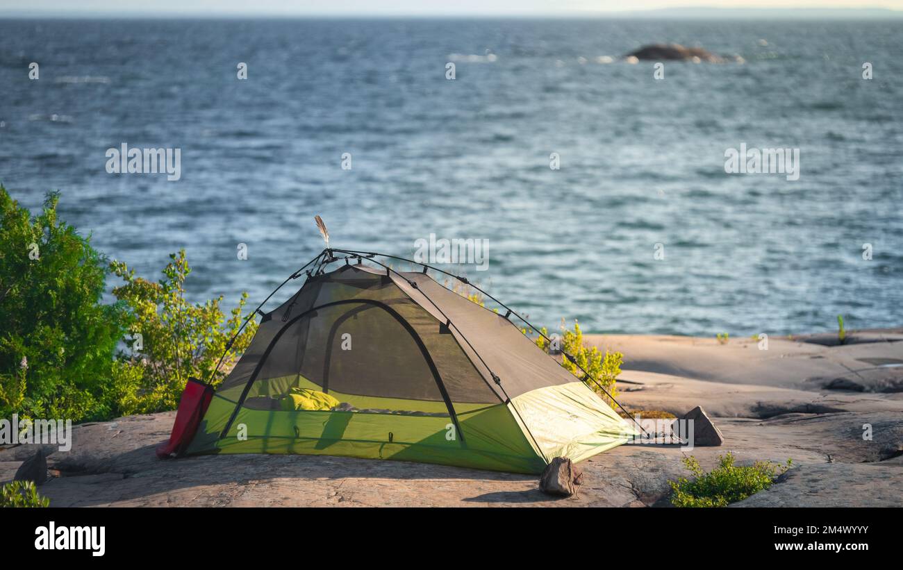 Campeggio su un'isola sulla Georgian Bay Foto Stock