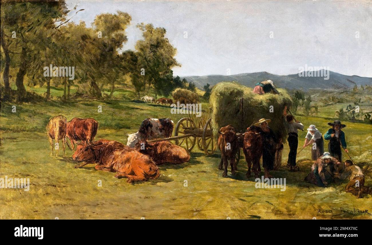 Il raccolto di fieno di Rosa Bonheur (Marie-Rosalie Bonheur: 1822-1899), olio su tela Foto Stock