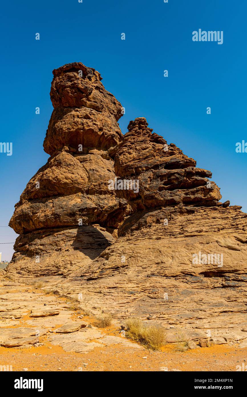 Arabia Saudita, Provincia di Hail, Jubah, formazione di rocce arenaria a Jebel Umm Sanman Foto Stock