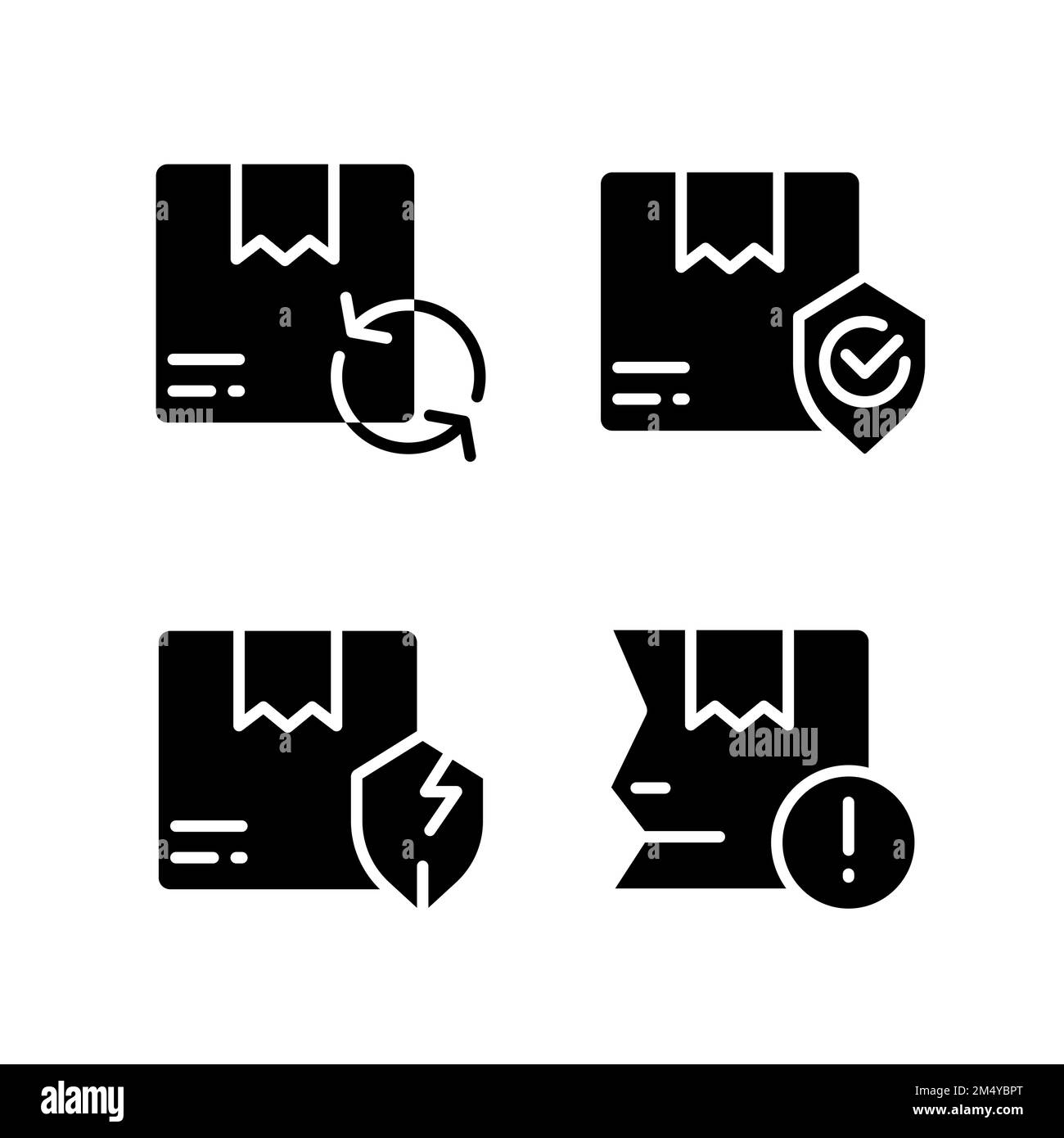 Caratteristiche di consegna ed emette icone glifo nero impostate sullo spazio vuoto Illustrazione Vettoriale