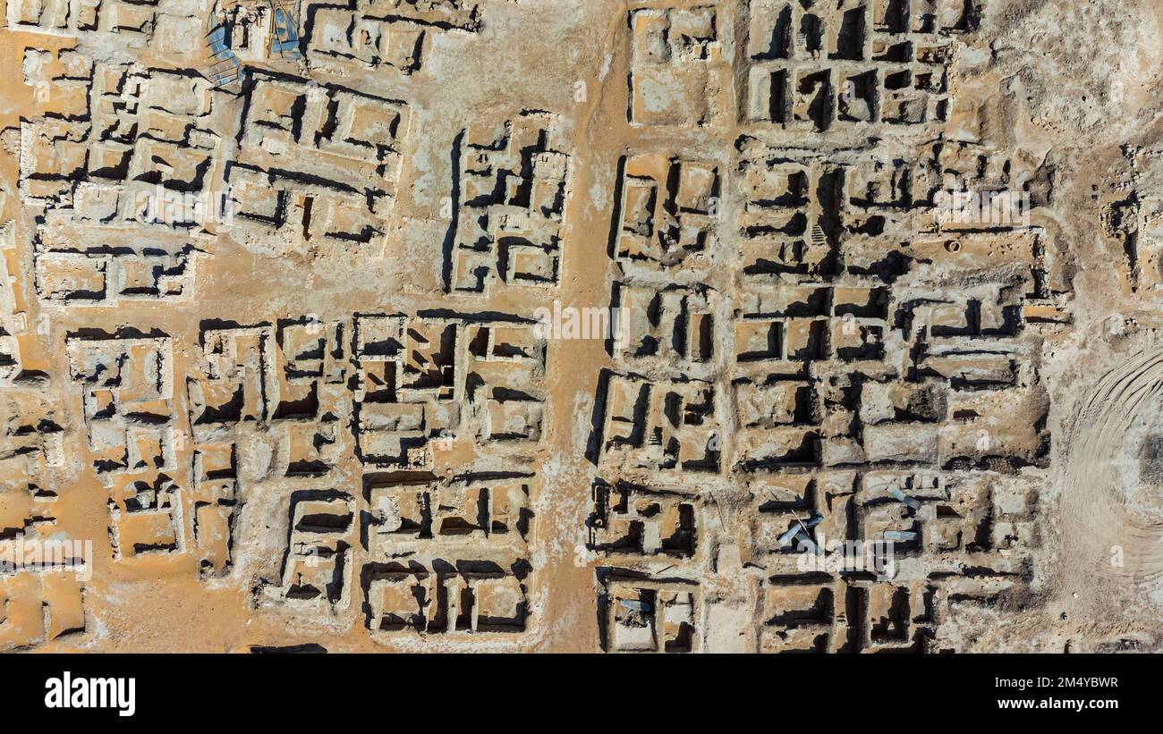 Antenna di Qaryat al-FAW capitale del primo regno di Kinda, Regno dell'Arabia Saudita Foto Stock