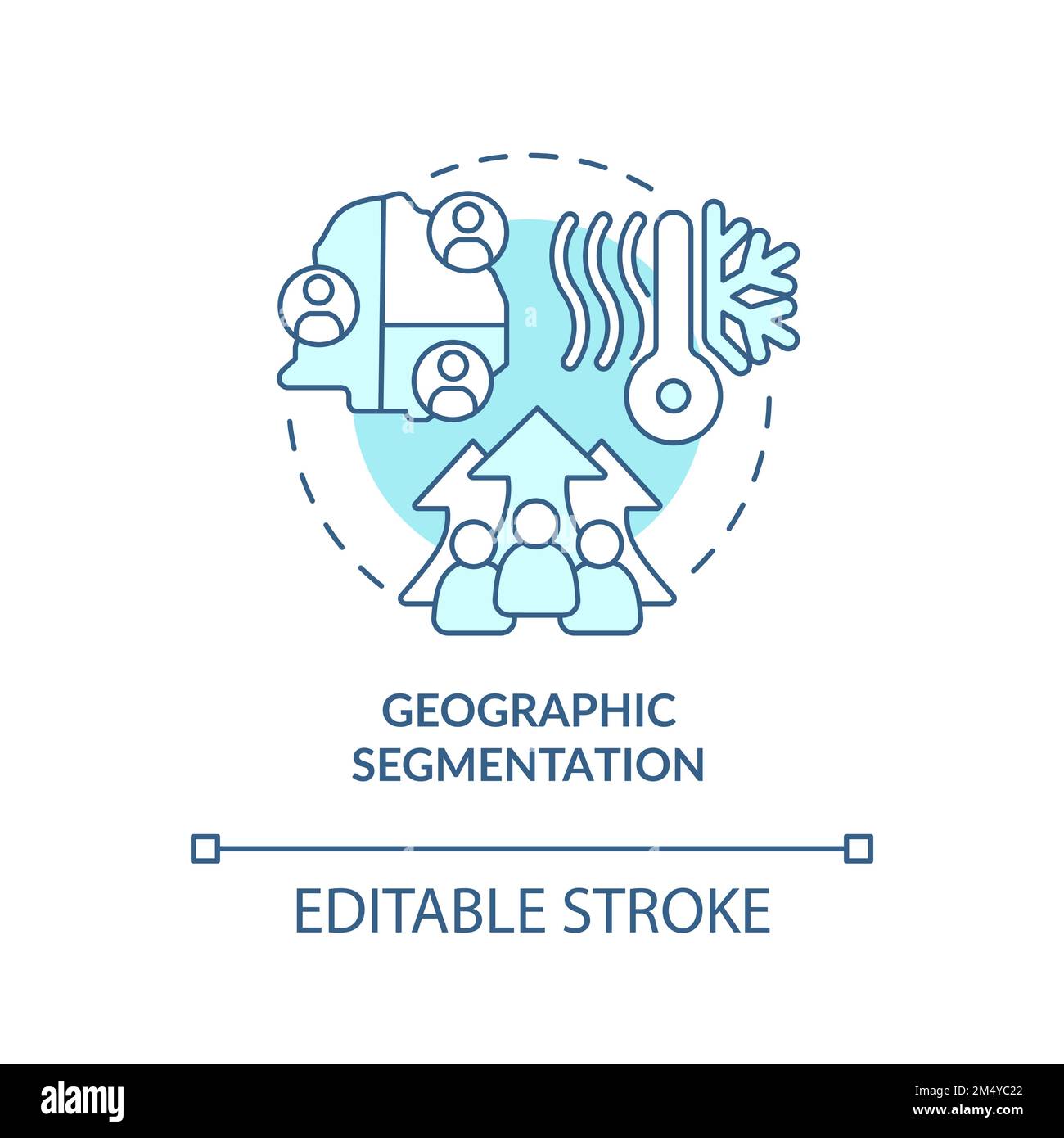 Icone blu di concetto di segmentazione geografica impostate Illustrazione Vettoriale