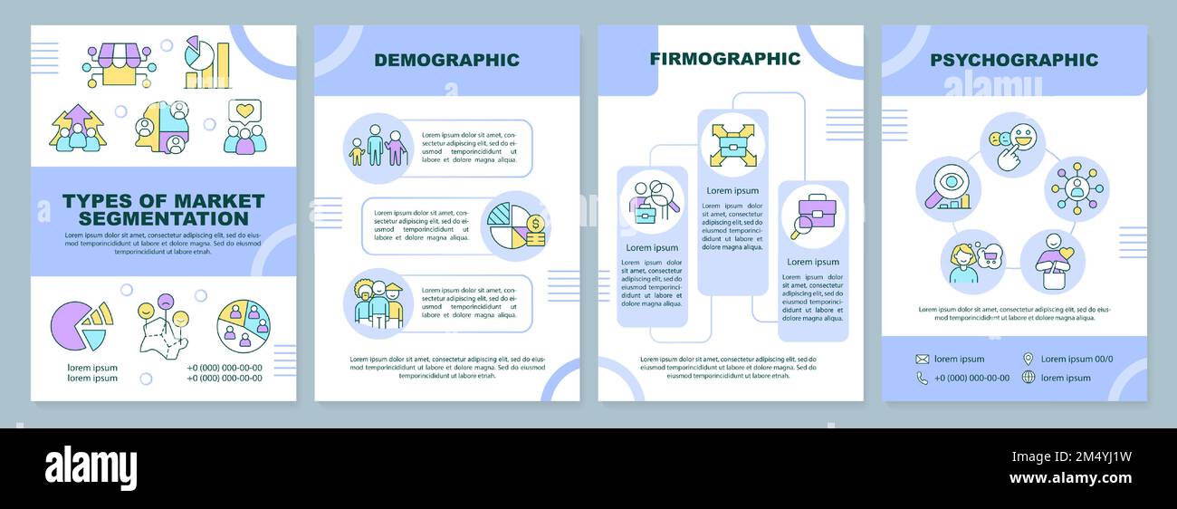 Tipi di modelli di brochure di segmentazione del mercato Illustrazione Vettoriale