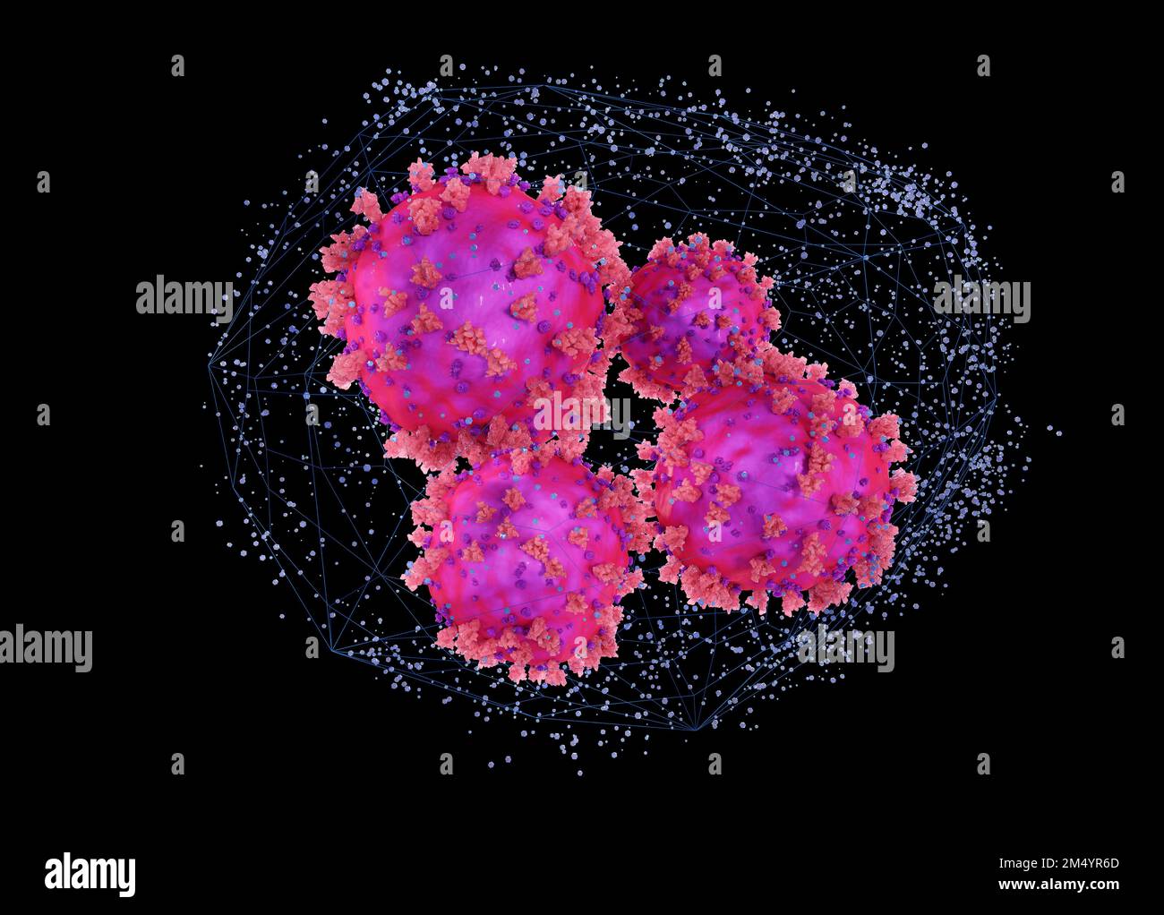 Coronavirus catturati in una rete, illustrazione concettuale. Foto Stock