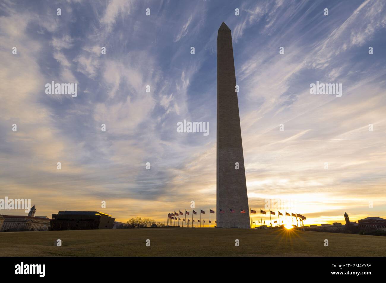 Washington Monument Sun Rays a Washington DC Foto Stock