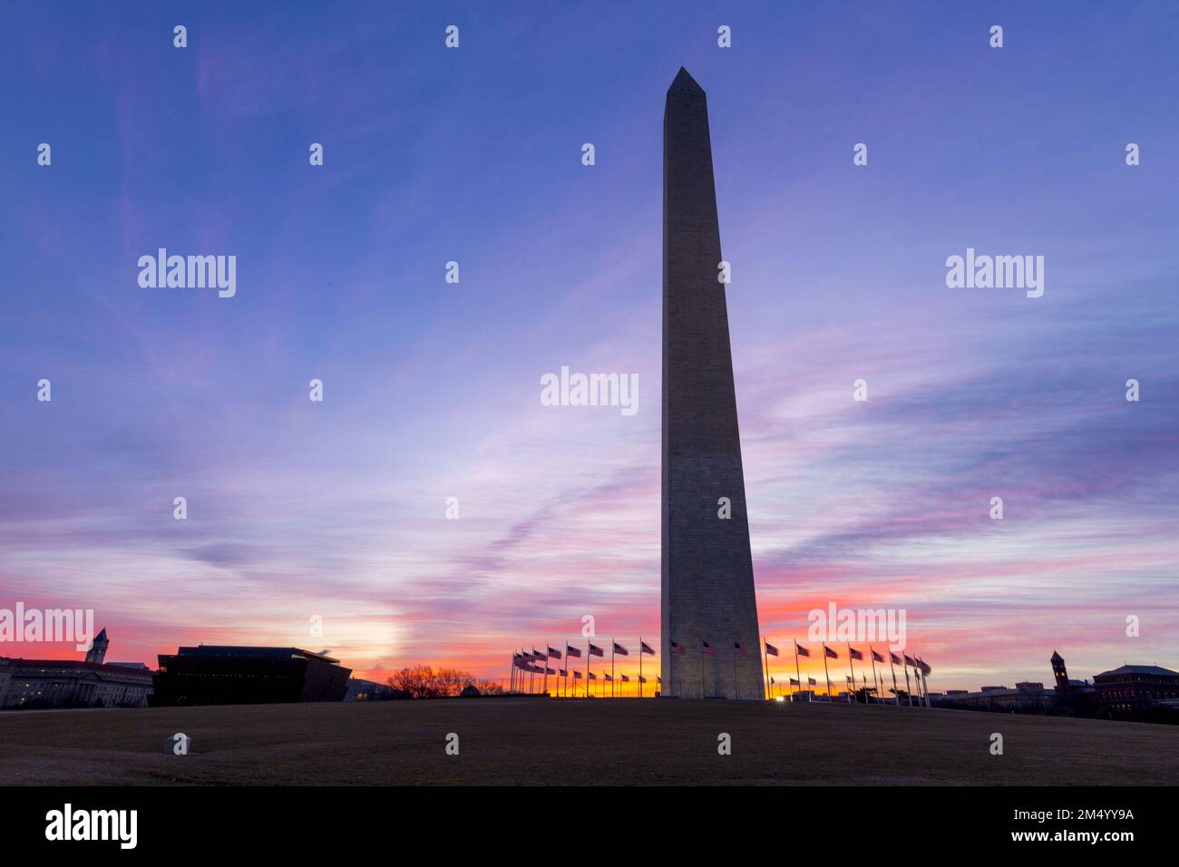 Washington Monument Sunrise Pink a Washington DC Foto Stock