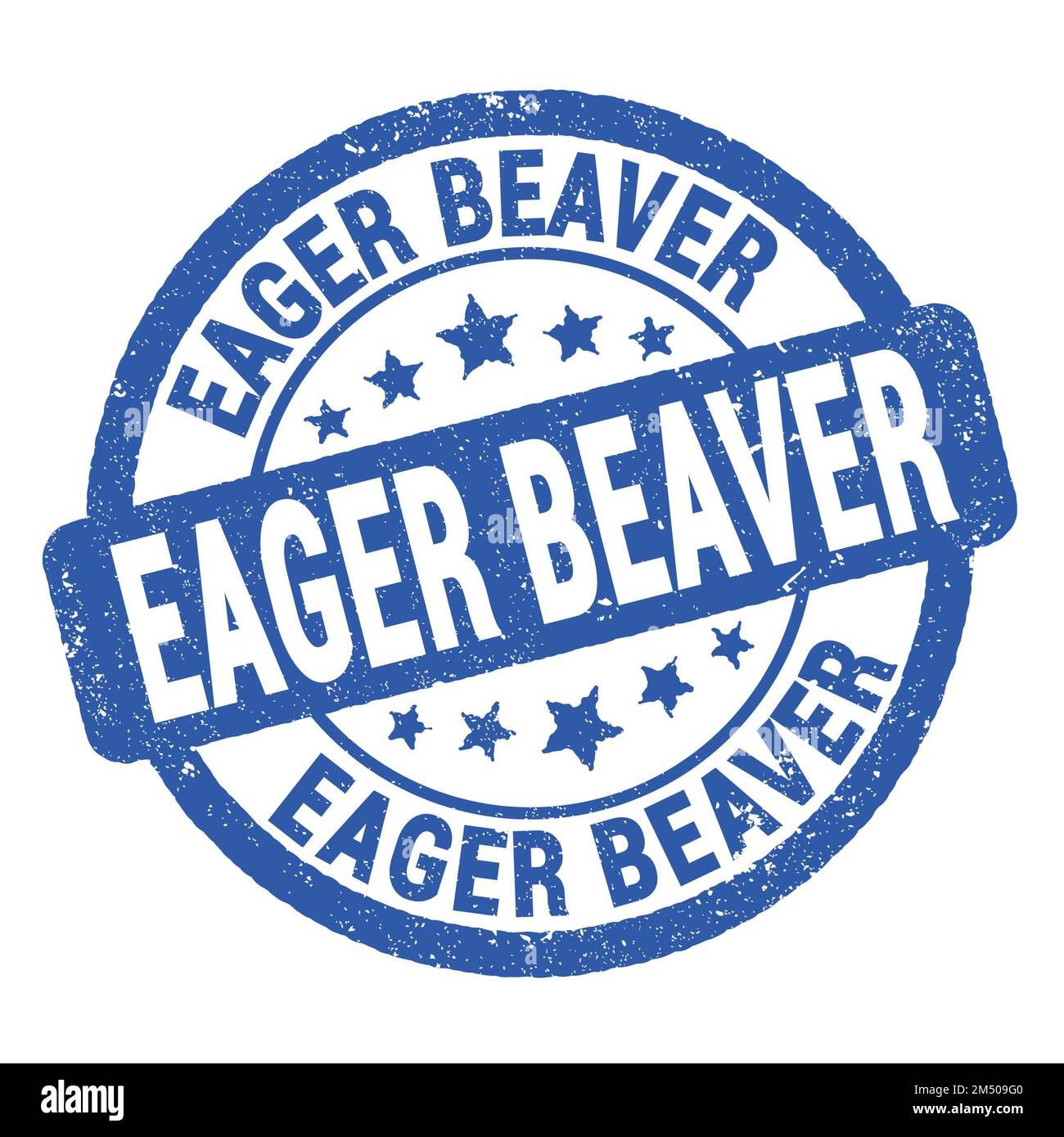 TESTO DEL BEAVER DI EAGER scritto sul segno blu del timbro grungy. Foto Stock